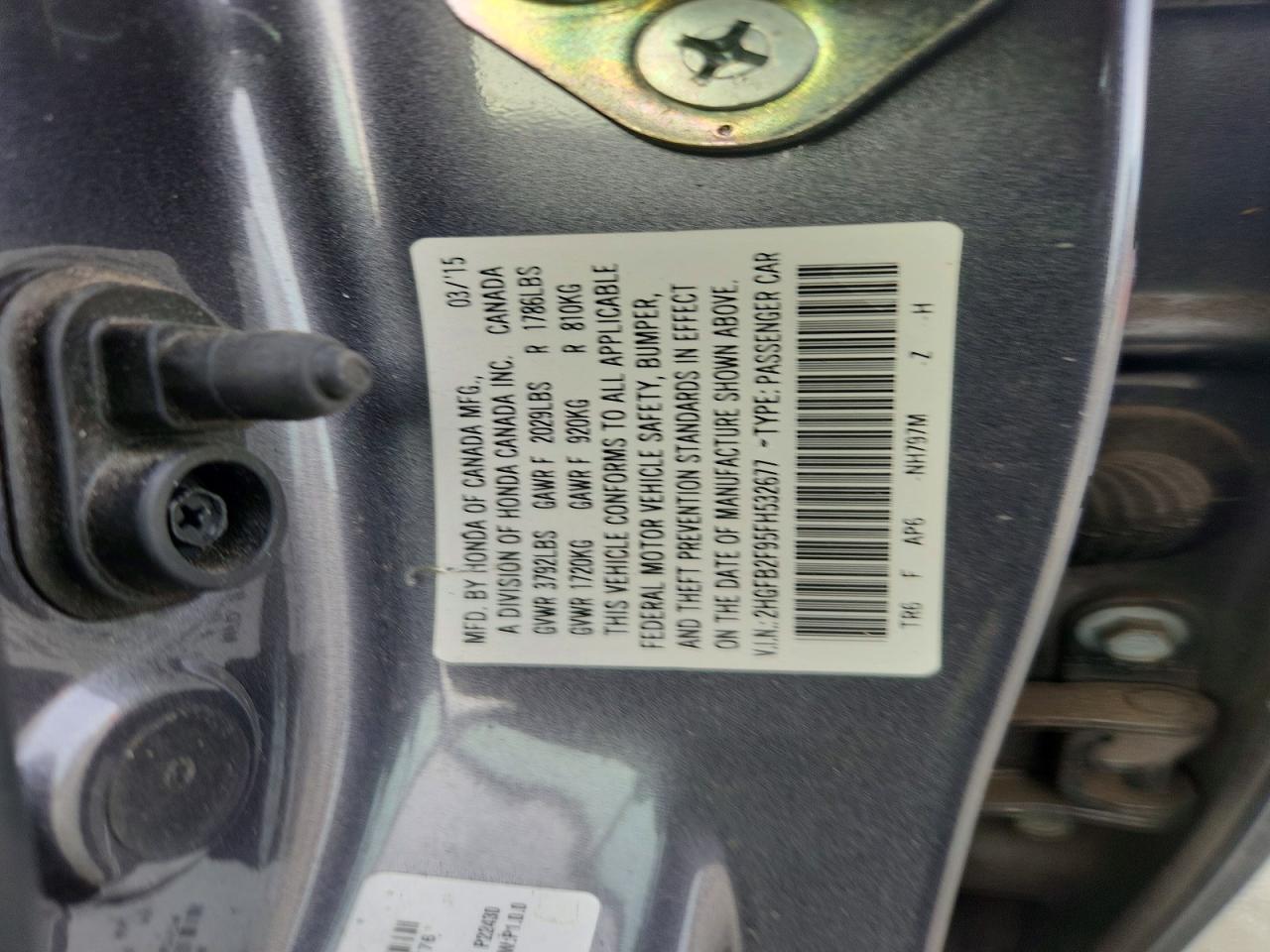 2015 Honda Civic Exl Gray vin: 2HGFB2F95FH532677