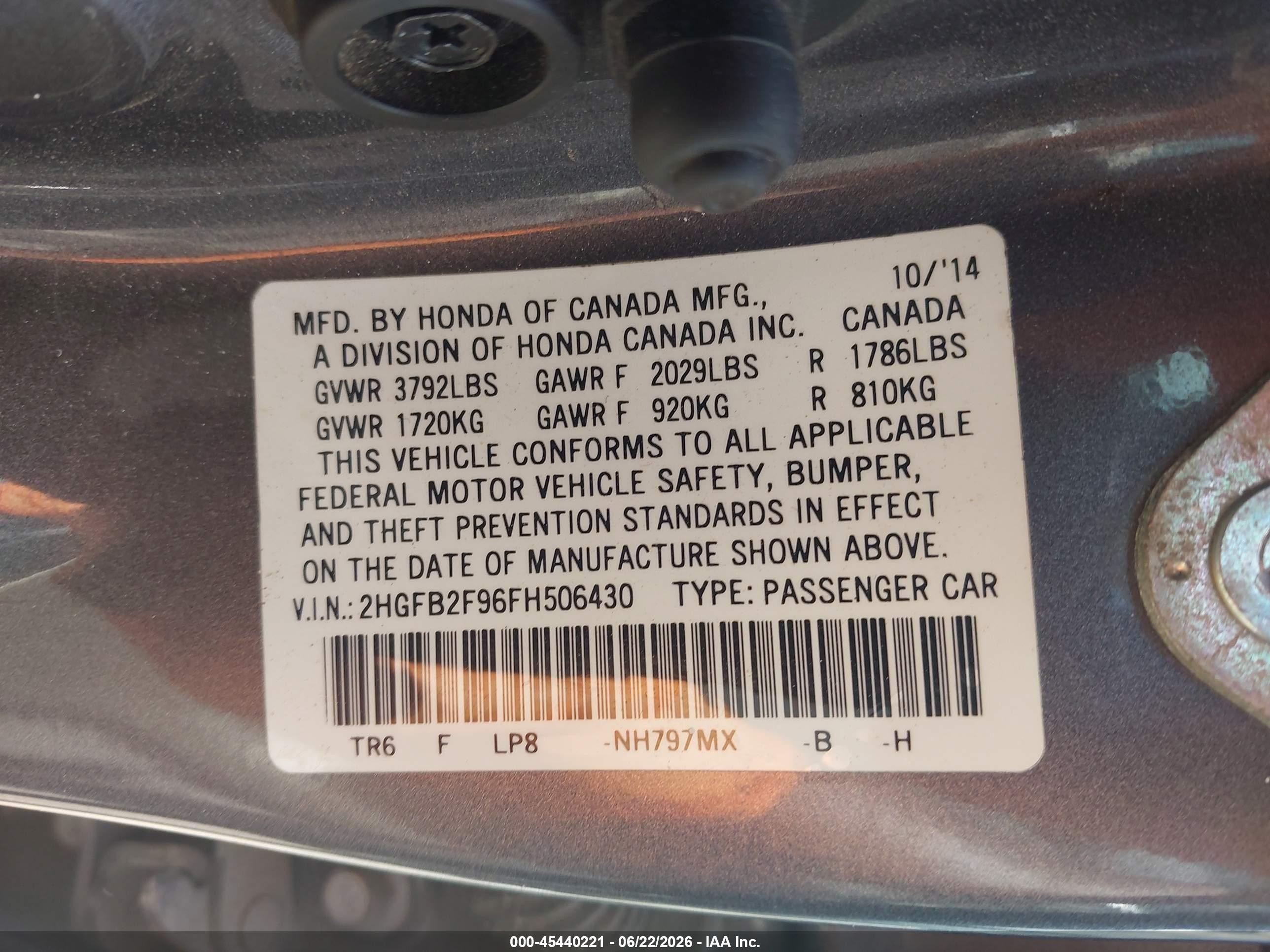 2015 Honda Civic Ex-l Gray vin: 2HGFB2F96FH506430