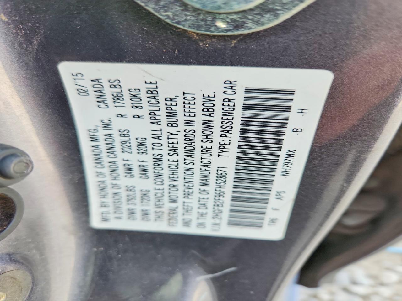 2015 Honda Civic Exl Gray vin: 2HGFB2F96FH528671