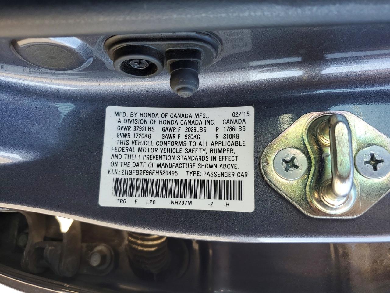 2015 Honda Civic Exl Charcoal vin: 2HGFB2F96FH529495