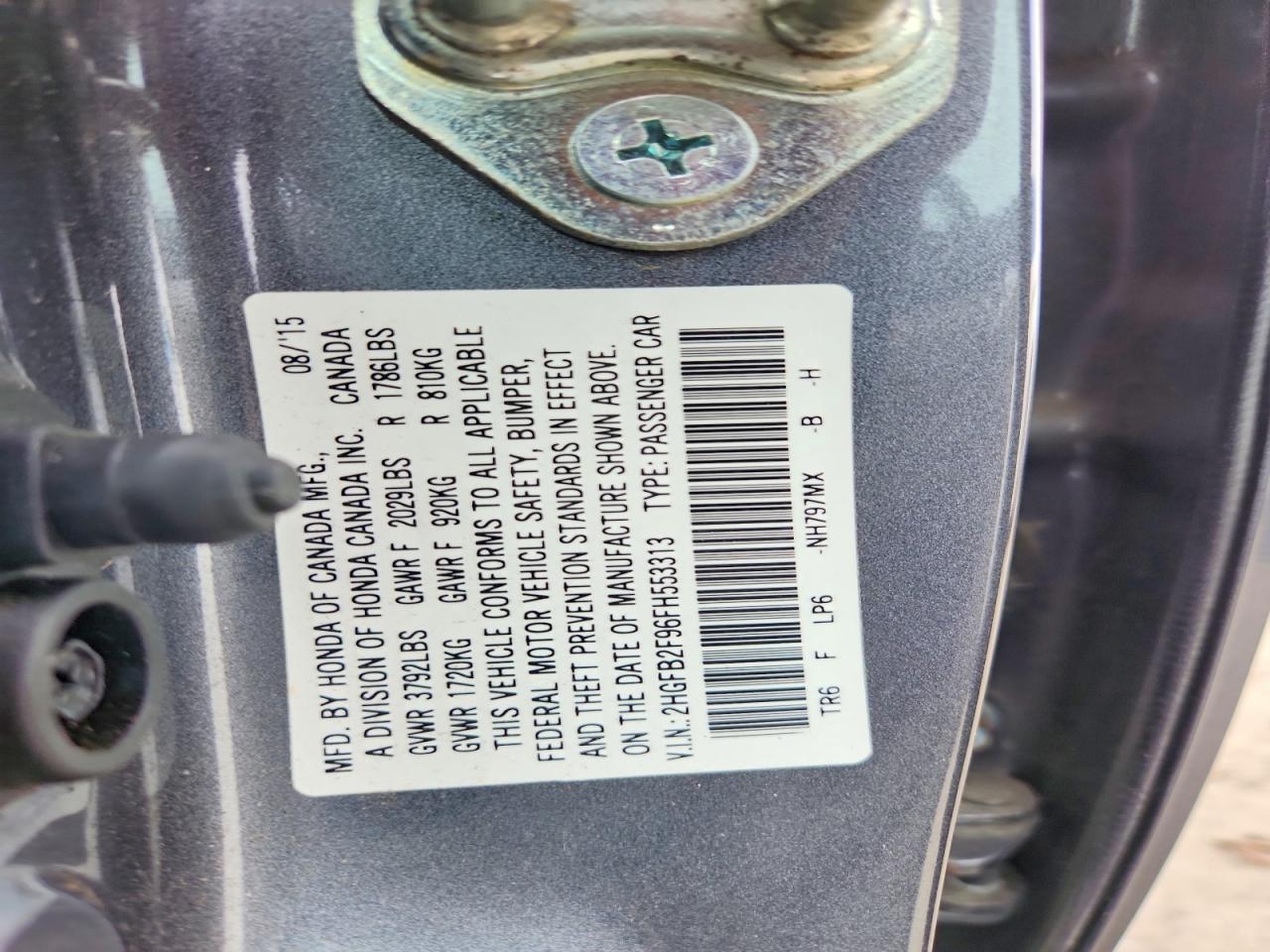 2015 Honda Civic Exl Gray vin: 2HGFB2F96FH553313