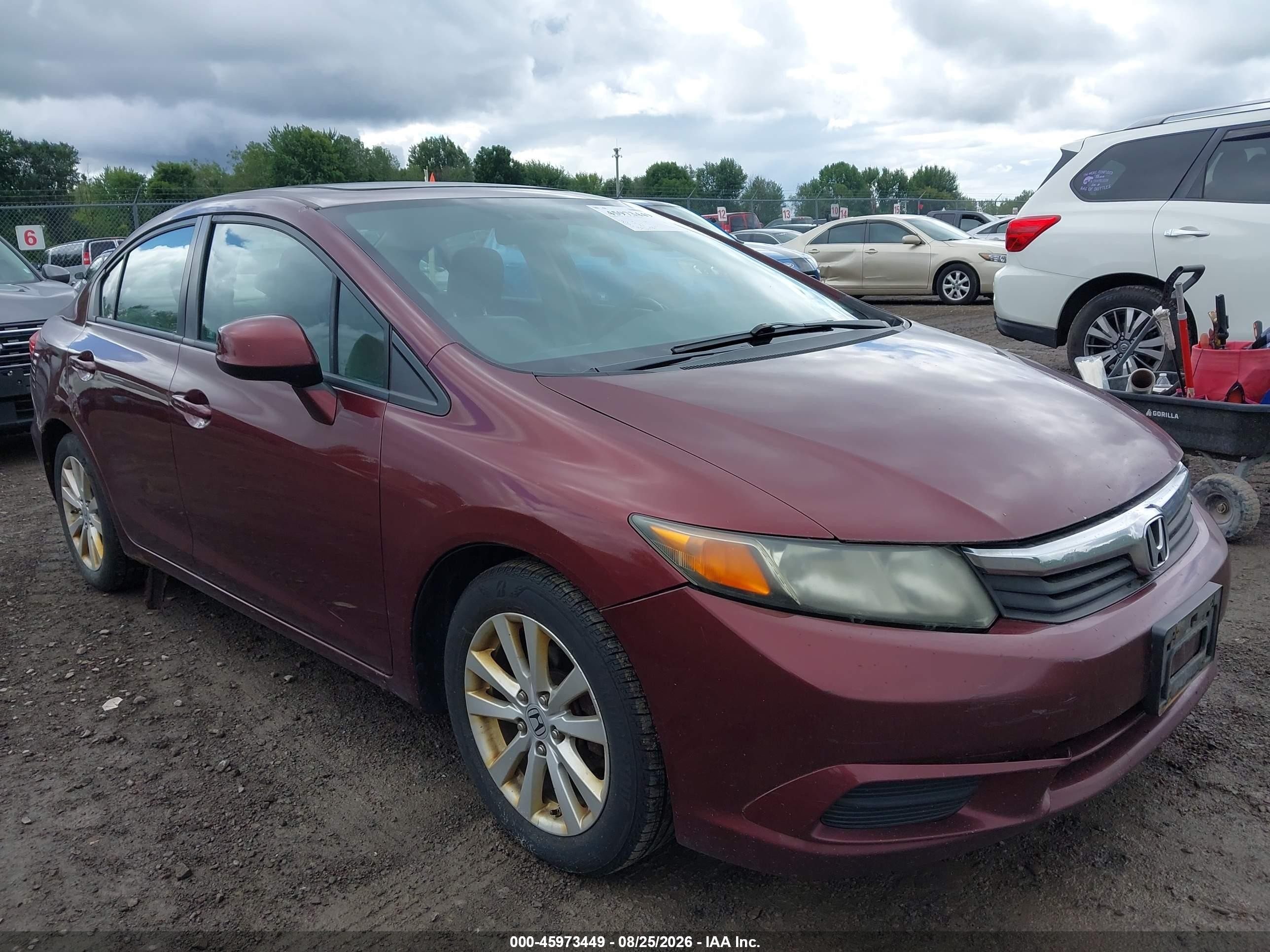 2012 Honda Civic Ex-l Burgundy vin: 2HGFB2F97CH507808