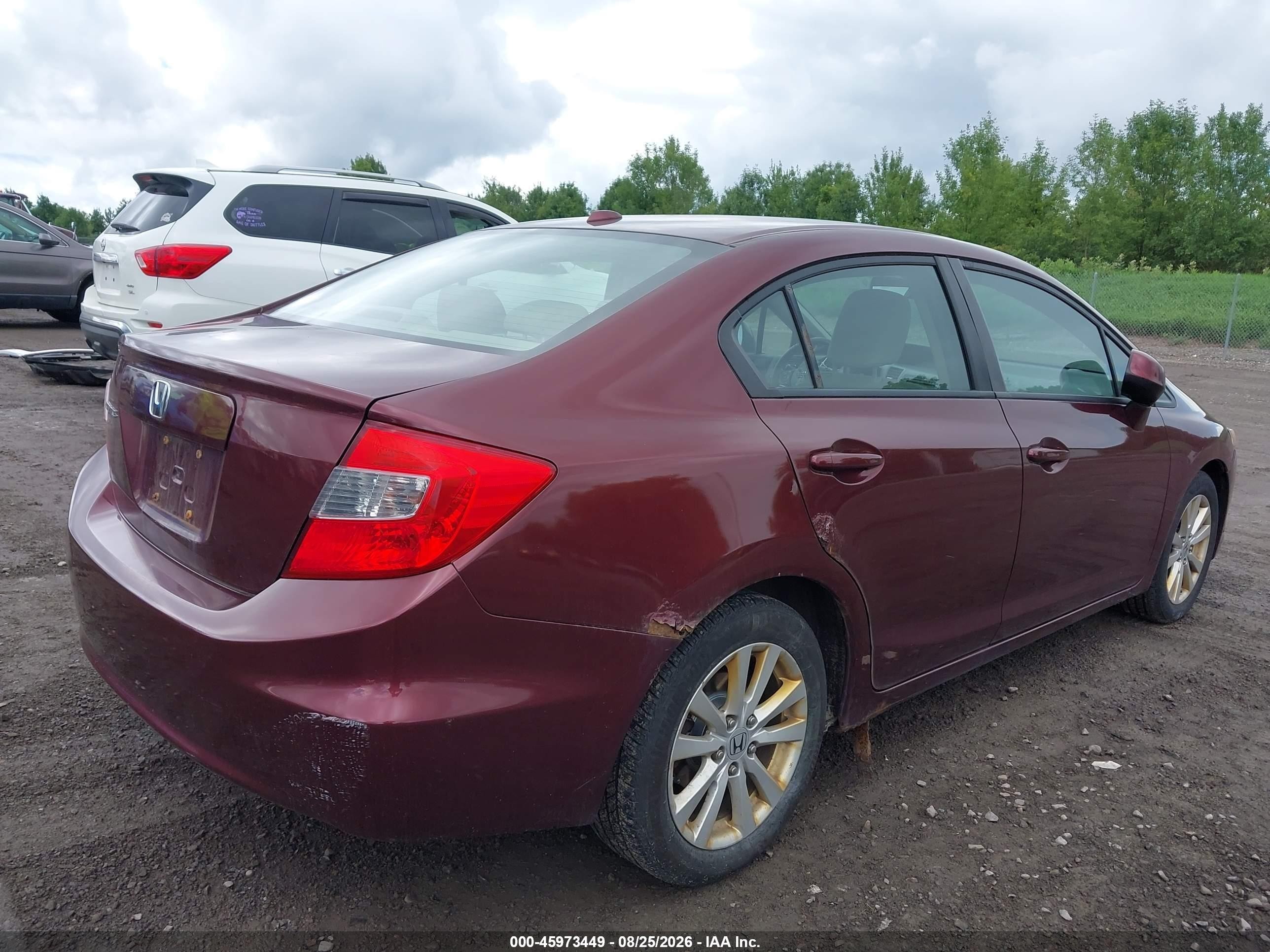 2012 Honda Civic Ex-l Burgundy vin: 2HGFB2F97CH507808
