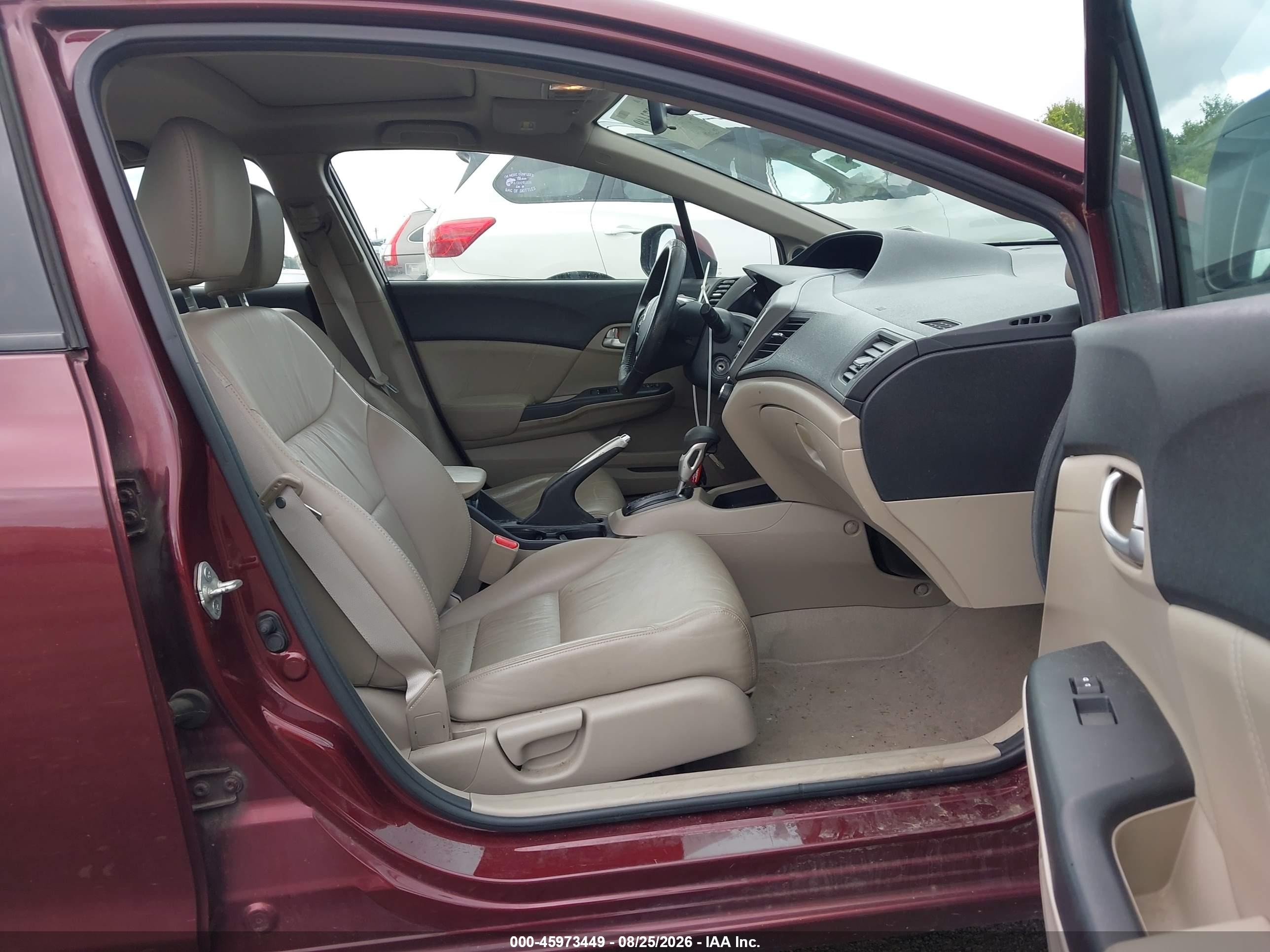 2012 Honda Civic Ex-l Burgundy vin: 2HGFB2F97CH507808