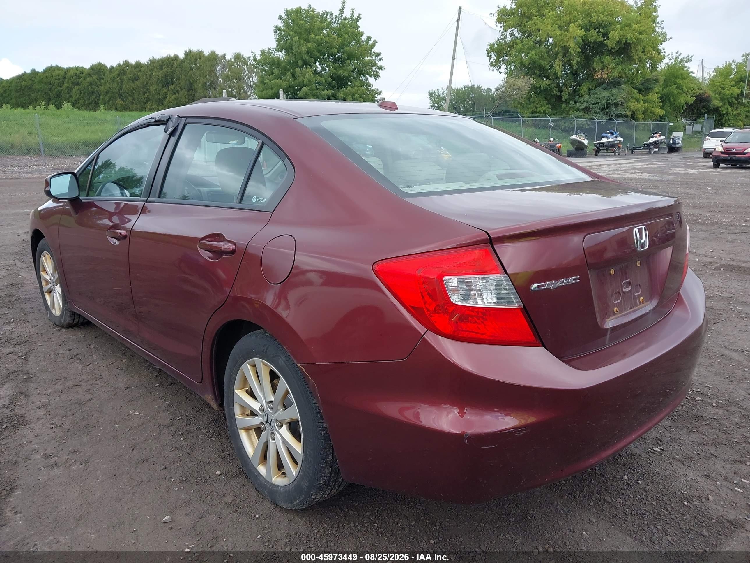 2012 Honda Civic Ex-l Burgundy vin: 2HGFB2F97CH507808