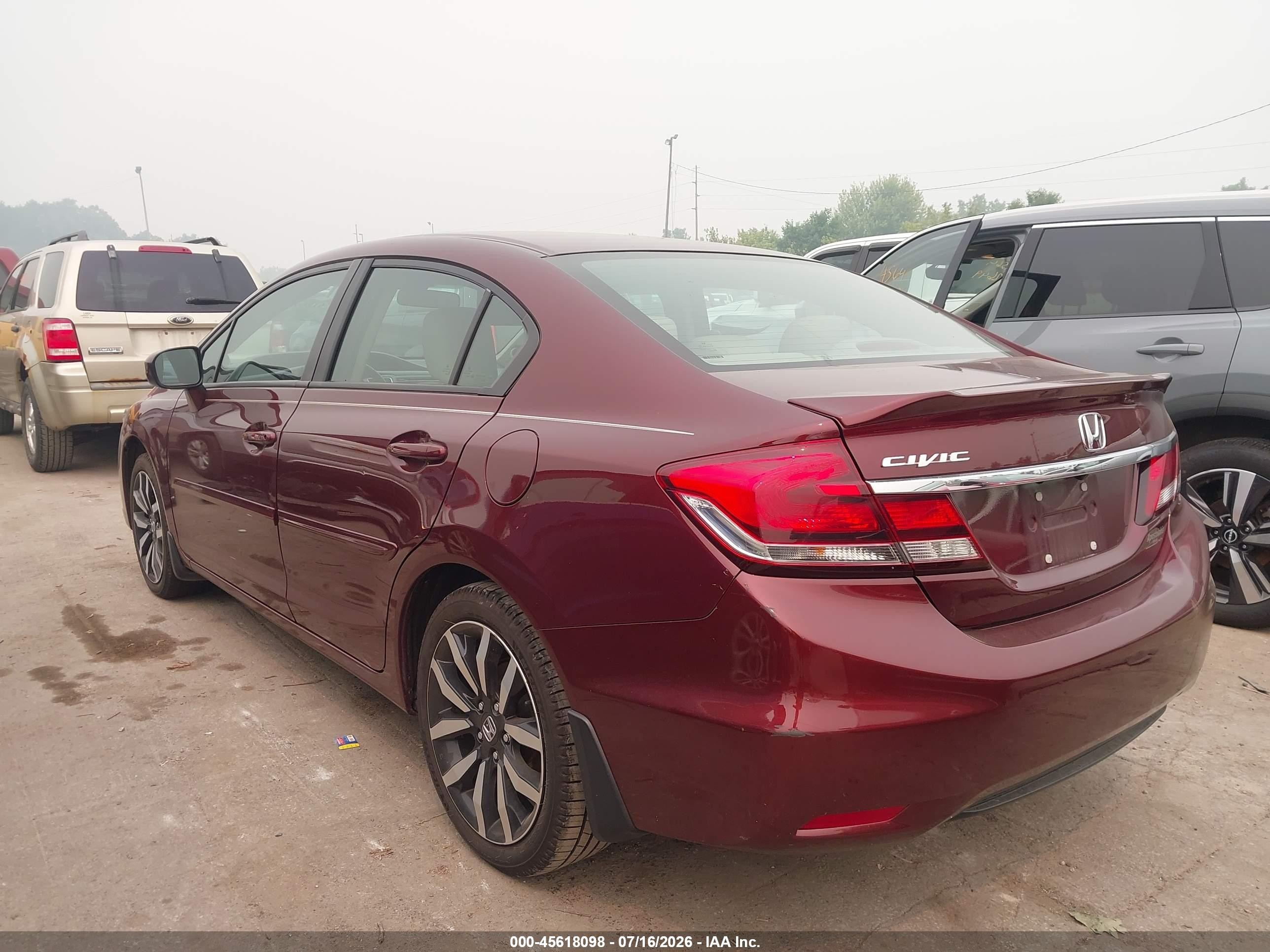 2014 Honda Civic Ex-l Burgundy vin: 2HGFB2F97EH548149