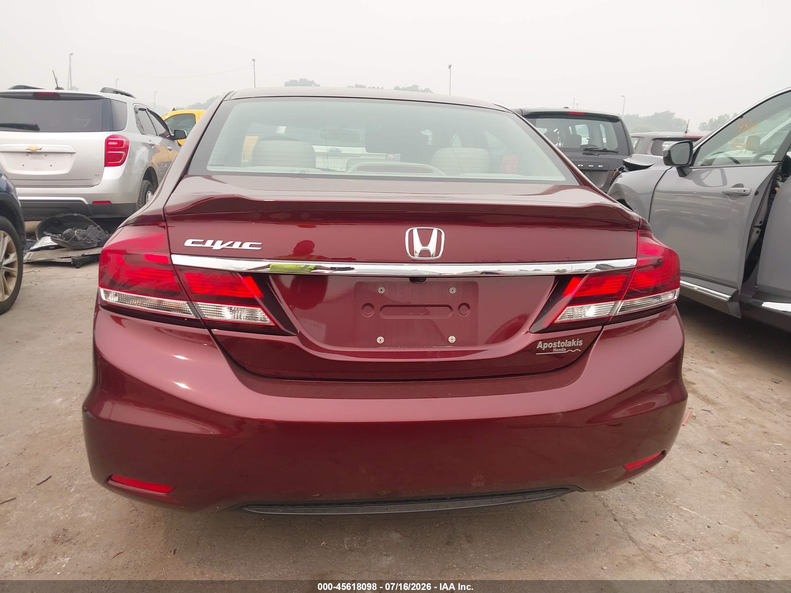2014 Honda Civic Ex-l Burgundy vin: 2HGFB2F97EH548149