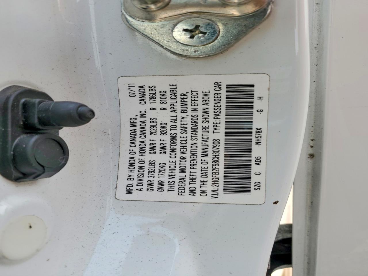 2012 Honda Civic Exl White vin: 2HGFB2F98CH307908