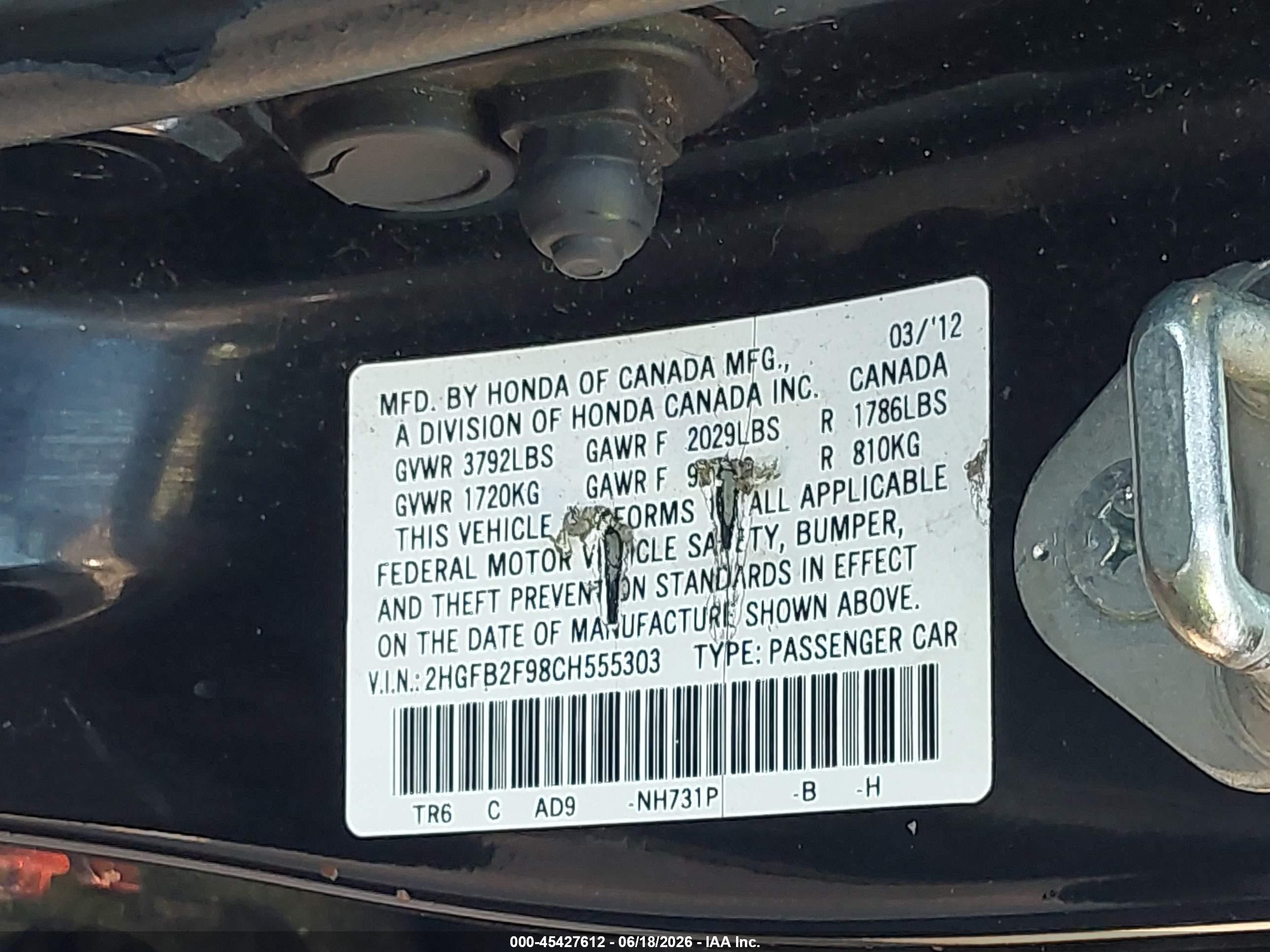 2012 Honda Civic Ex-l Black vin: 2HGFB2F98CH555303
