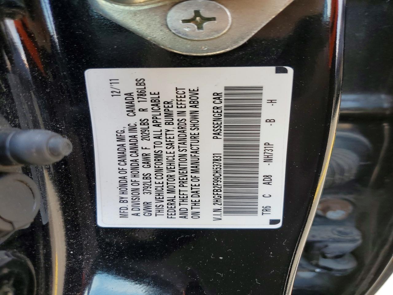 2012 Honda Civic Exl Black vin: 2HGFB2F99CH537831