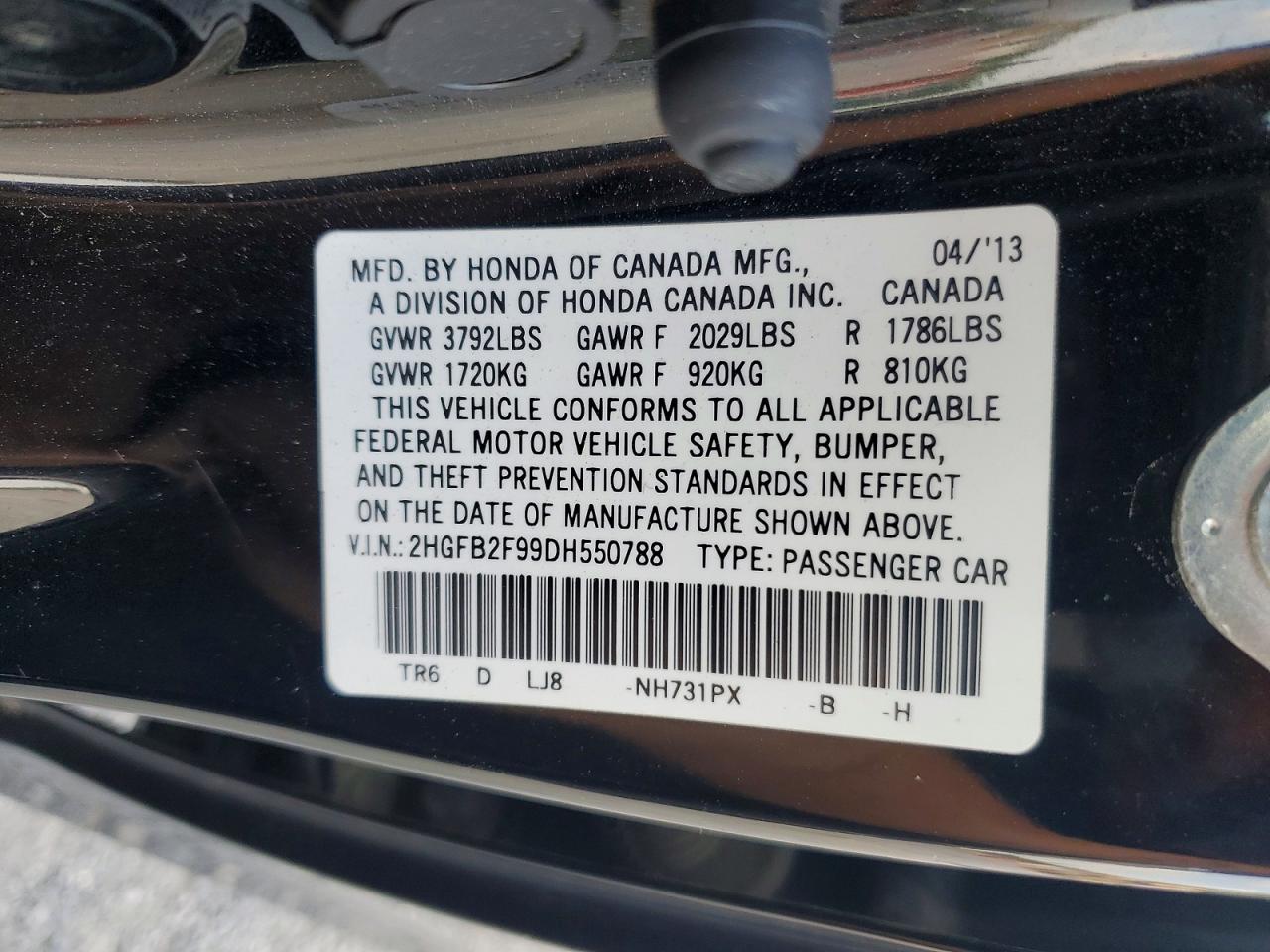 2013 Honda Civic Exl Black vin: 2HGFB2F99DH550788