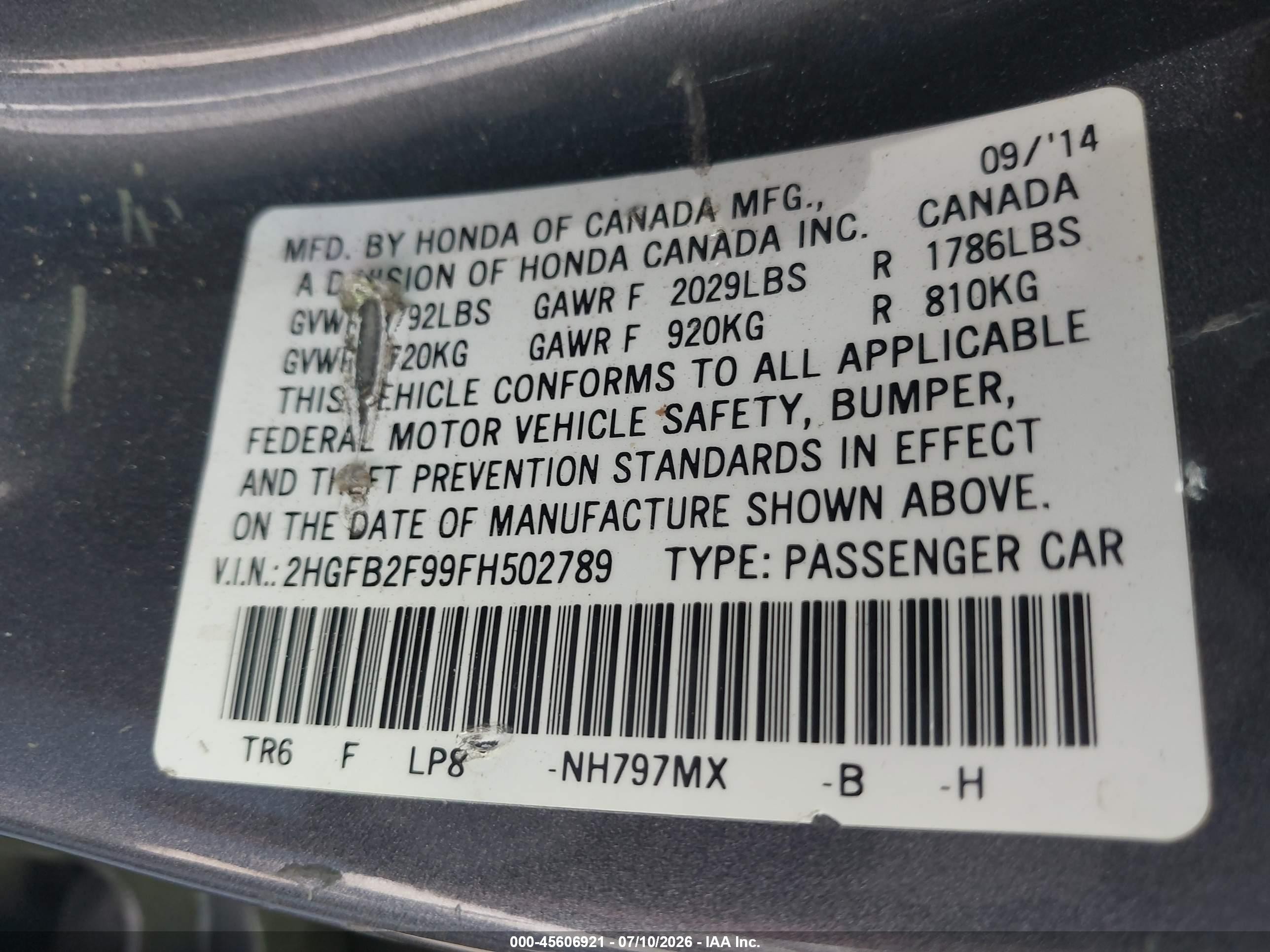 2015 Honda Civic Ex-l Gray vin: 2HGFB2F99FH502789