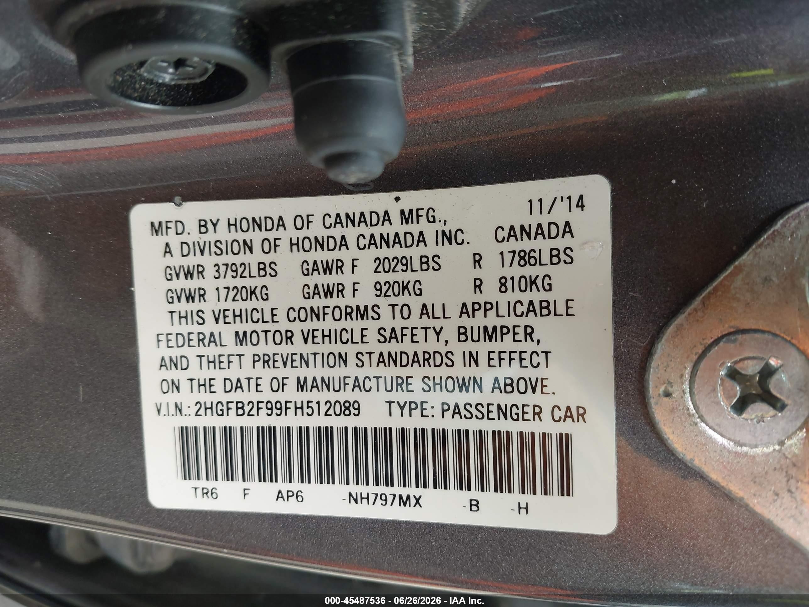 2015 Honda Civic Ex-l Gray vin: 2HGFB2F99FH512089