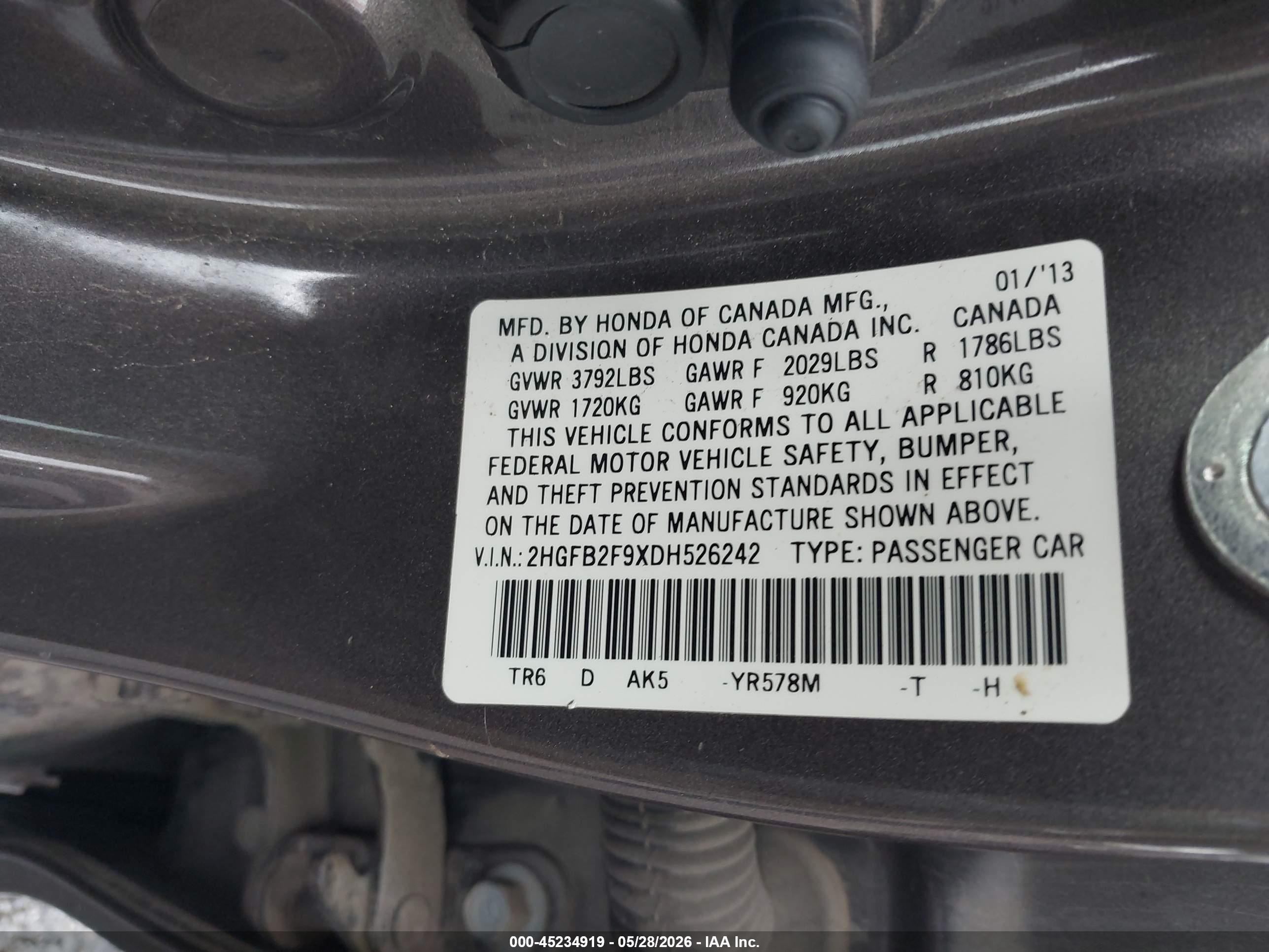 2013 Honda Civic Ex-l Gray vin: 2HGFB2F9XDH526242