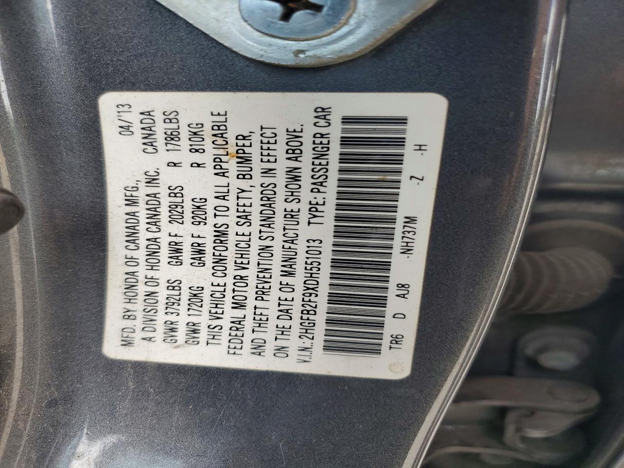 2013 Honda Civic Exl Gray vin: 2HGFB2F9XDH551013