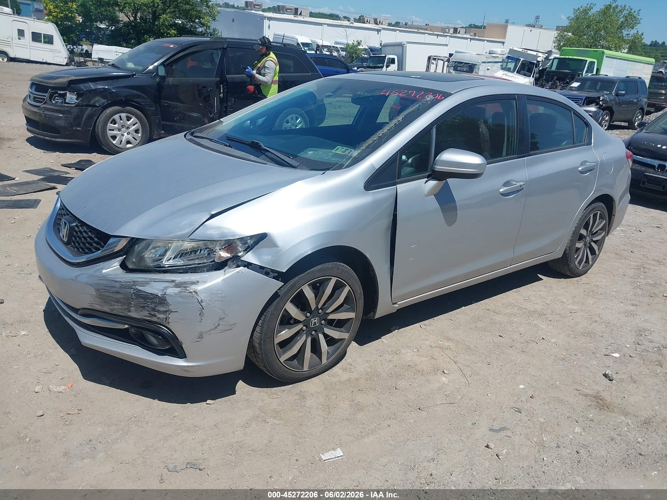 2015 Honda Civic Ex-l Silver vin: 2HGFB2F9XFH555744