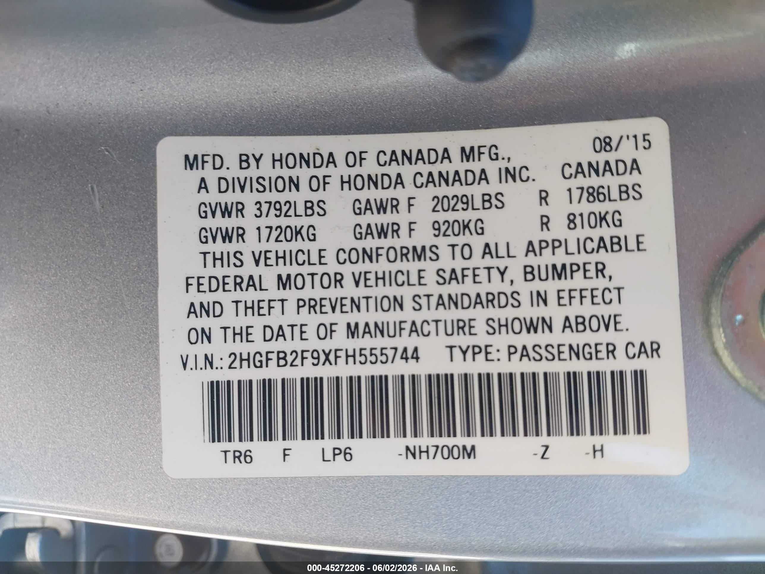 2015 Honda Civic Ex-l Silver vin: 2HGFB2F9XFH555744