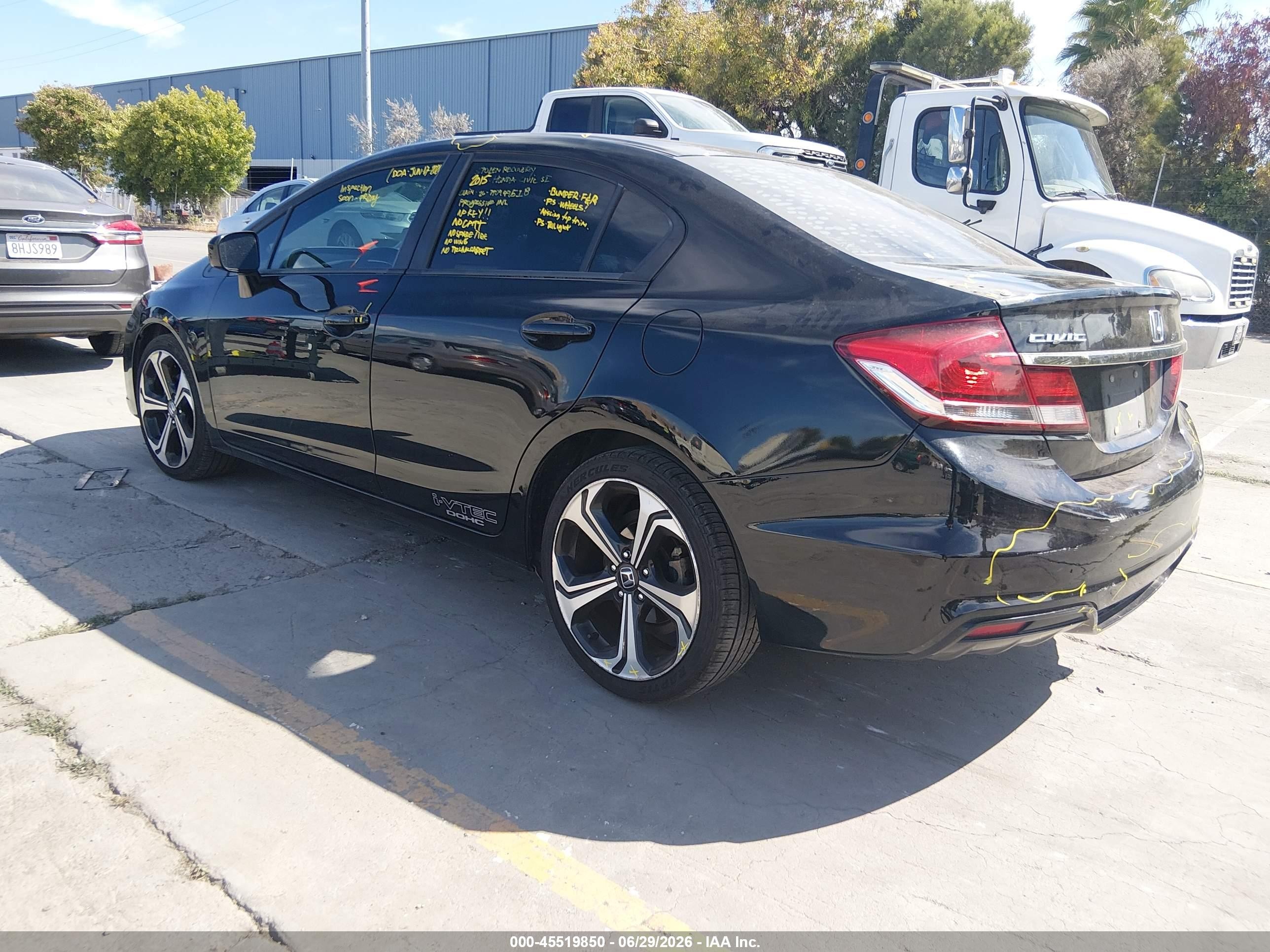 2015 Honda Civic Si Black vin: 2HGFB6E50FH707956