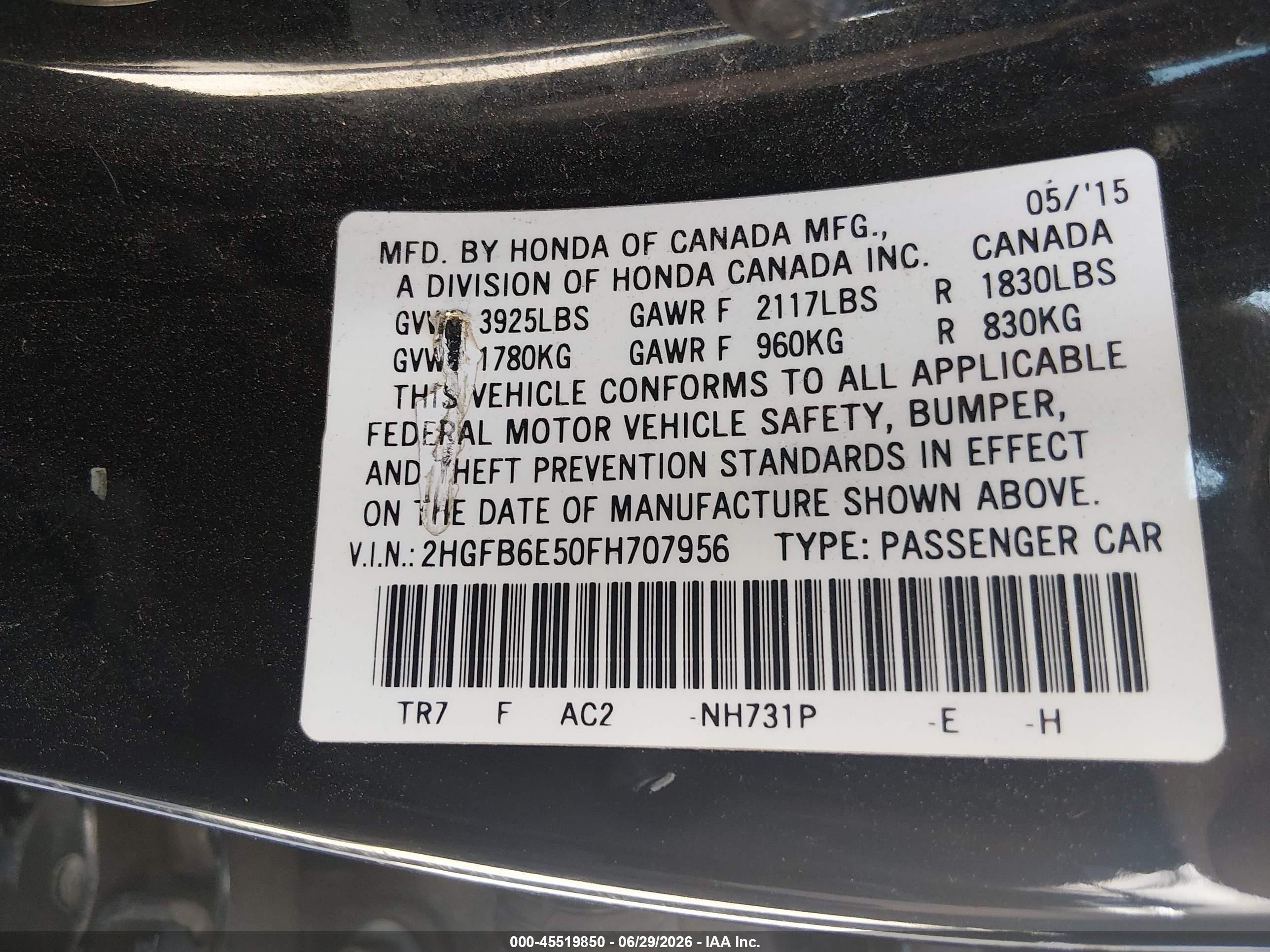 2015 Honda Civic Si Black vin: 2HGFB6E50FH707956