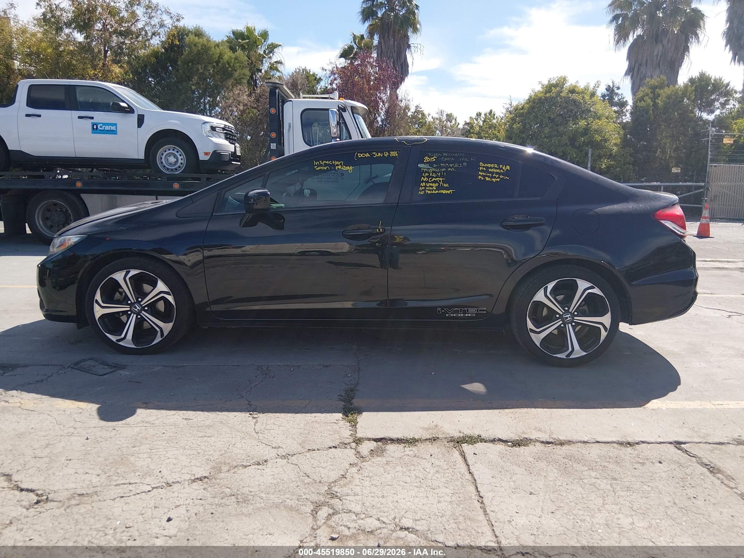 2015 Honda Civic Si Black vin: 2HGFB6E50FH707956
