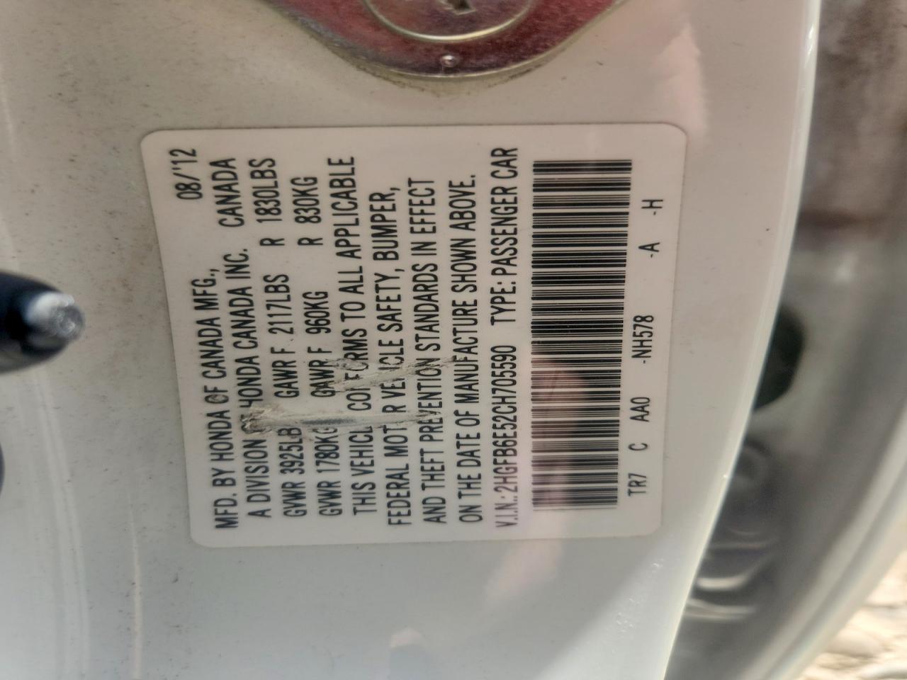 2012 Honda Civic Si White vin: 2HGFB6E52CH705590