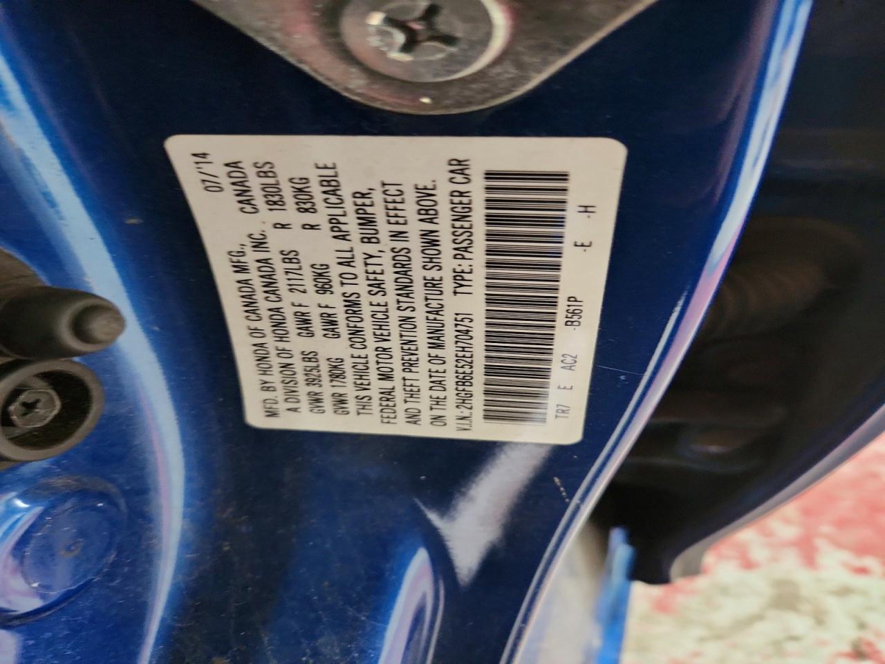 2014 Honda Civic Si Blue vin: 2HGFB6E52EH704751