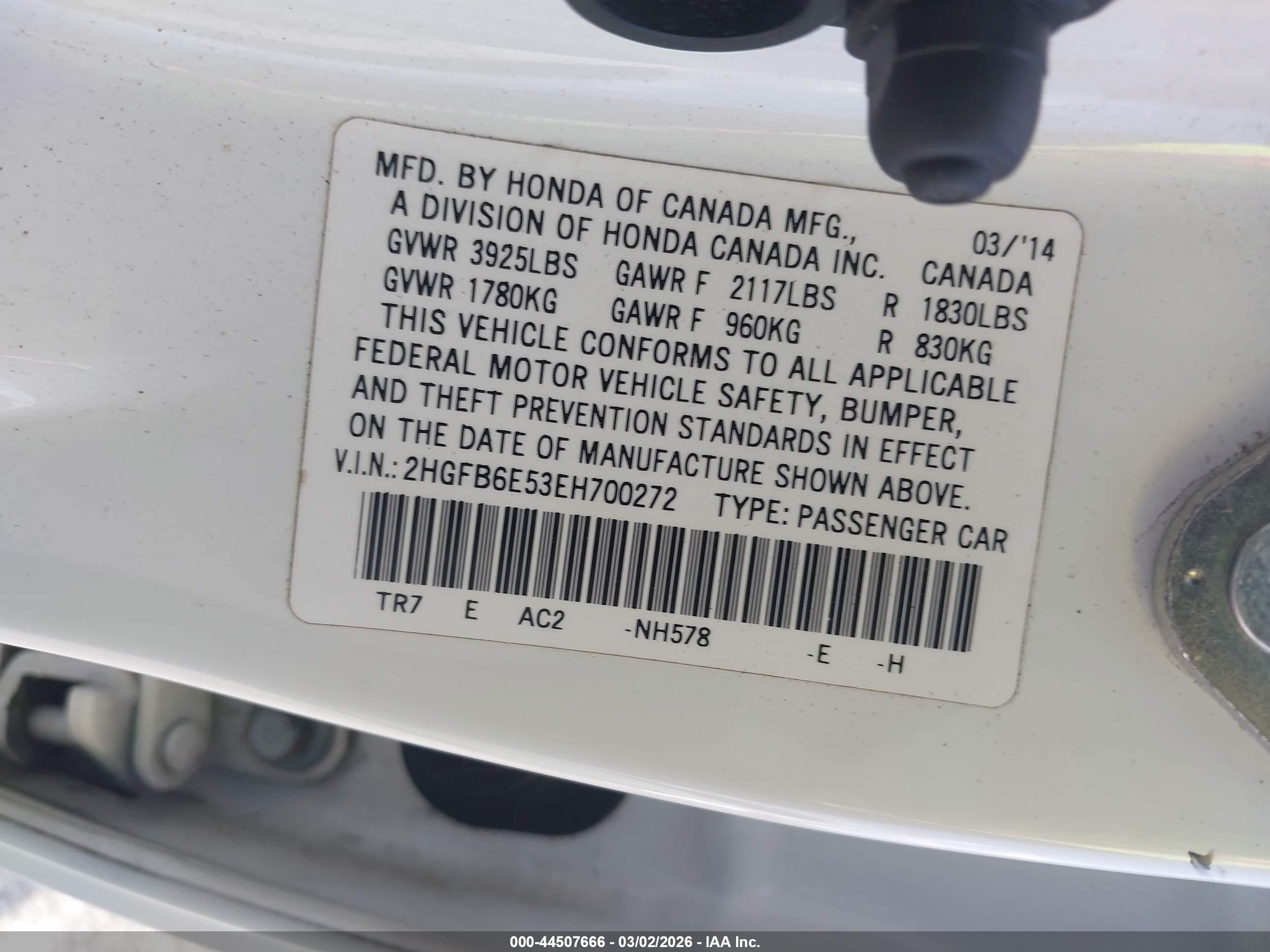 2014 Honda Civic Si White vin: 2HGFB6E53EH700272