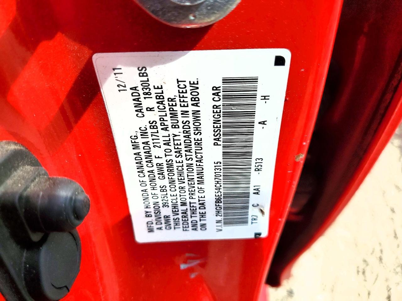 2012 Honda Civic Si Red vin: 2HGFB6E54CH701315