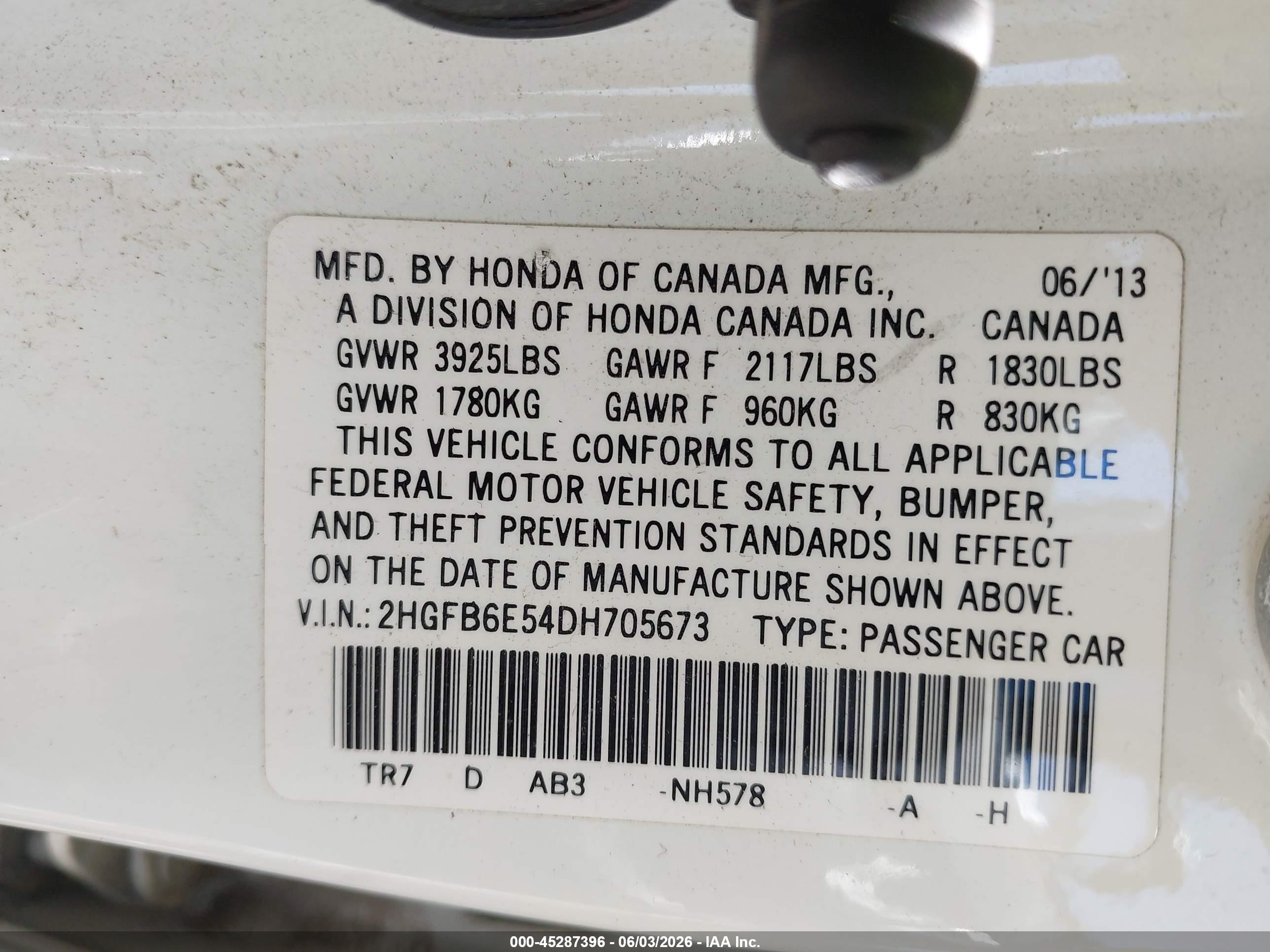 2013 Honda Civic Si White vin: 2HGFB6E54DH705673