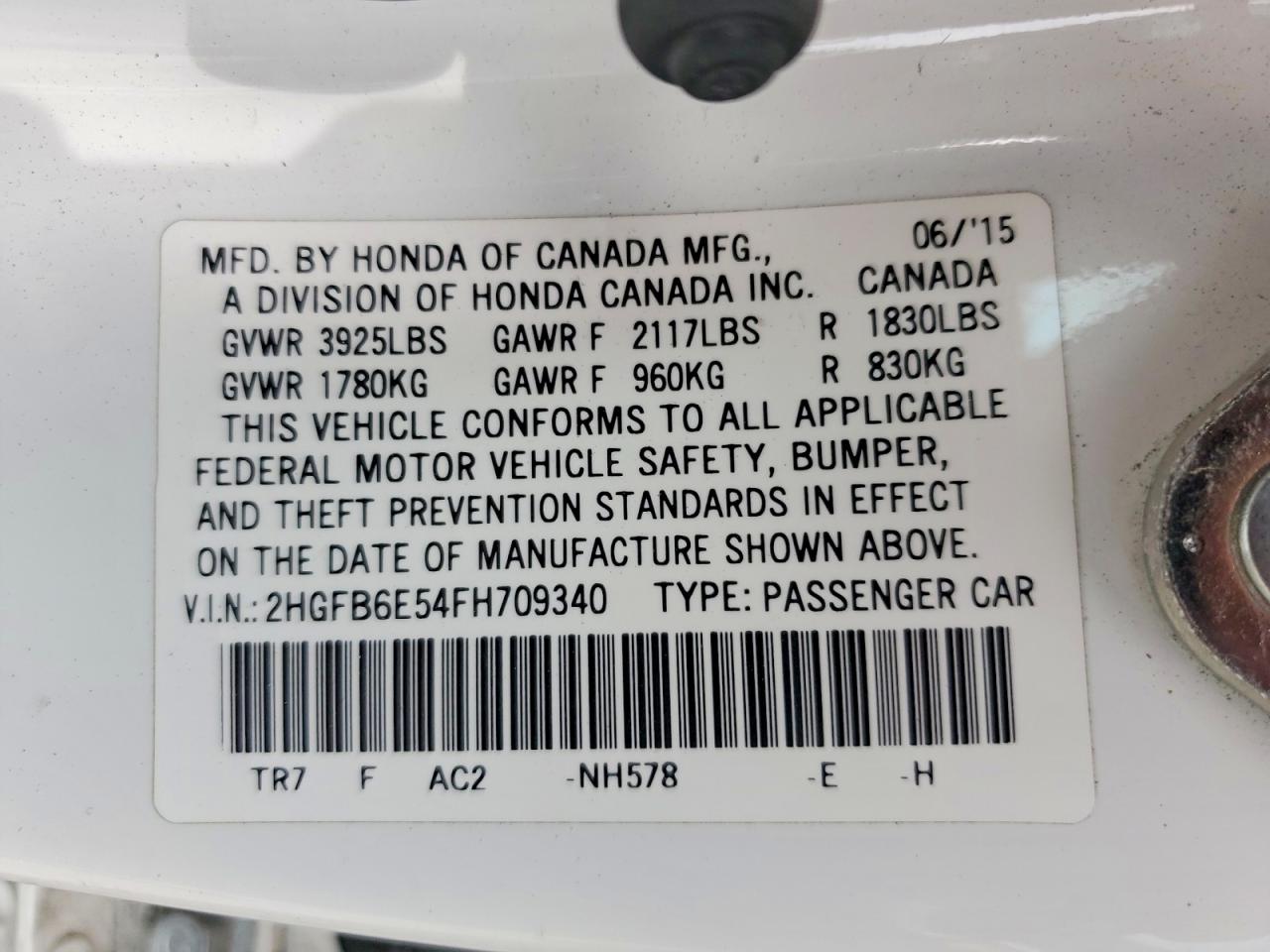 2015 Honda Civic Si White vin: 2HGFB6E54FH709340
