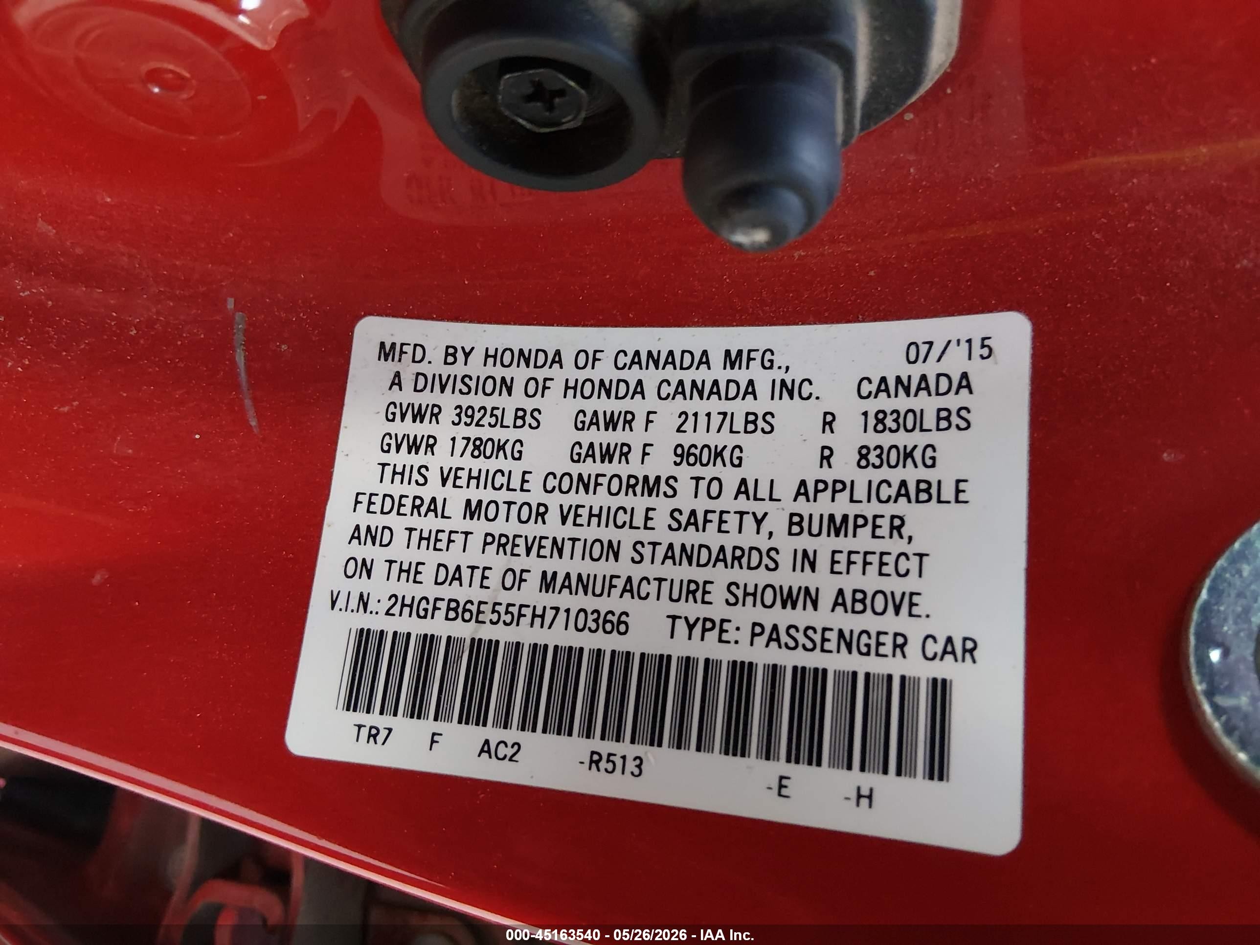 2015 Honda Civic Si Red vin: 2HGFB6E55FH710366