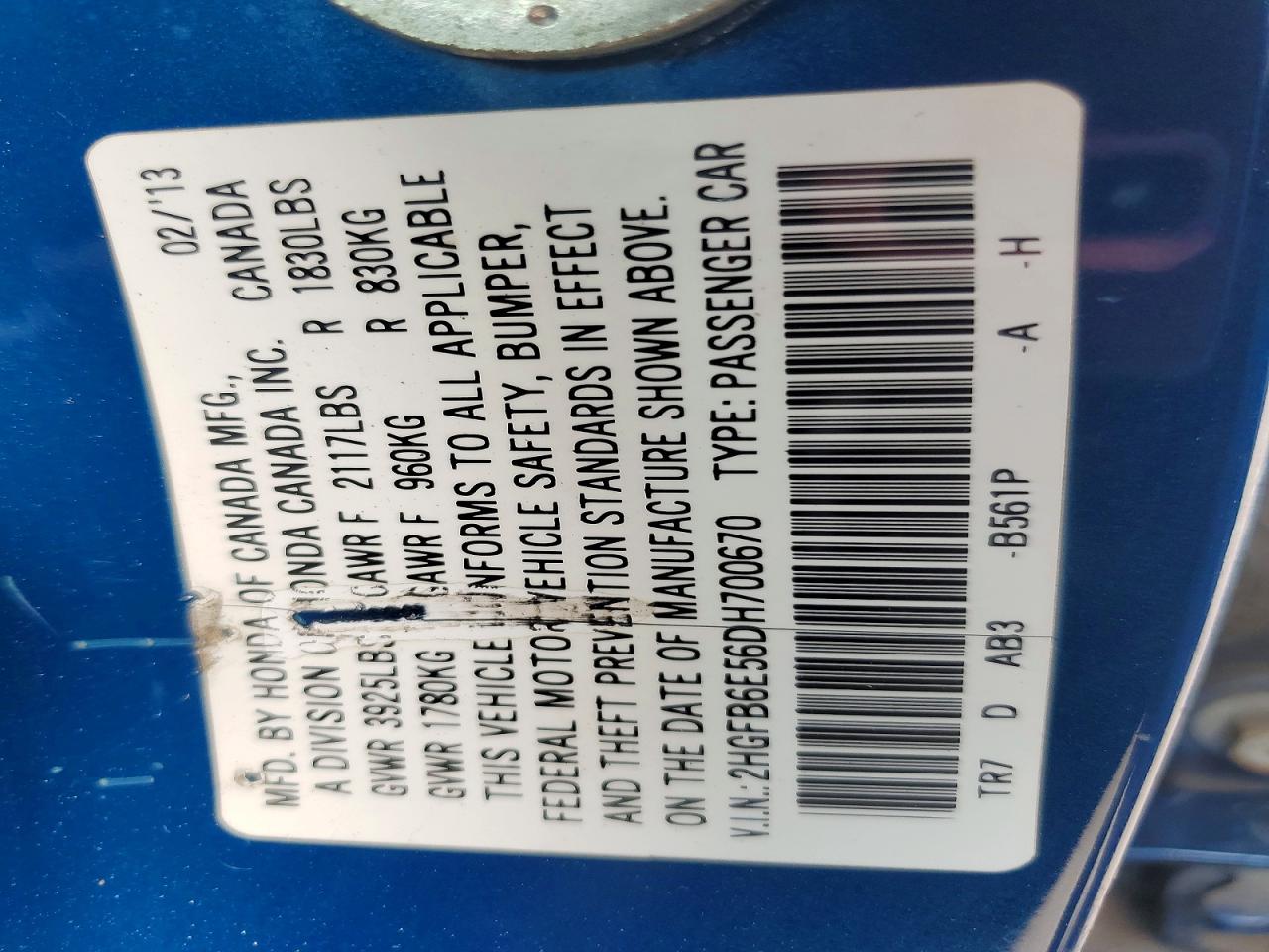2013 Honda Civic Si Blue vin: 2HGFB6E56DH700670