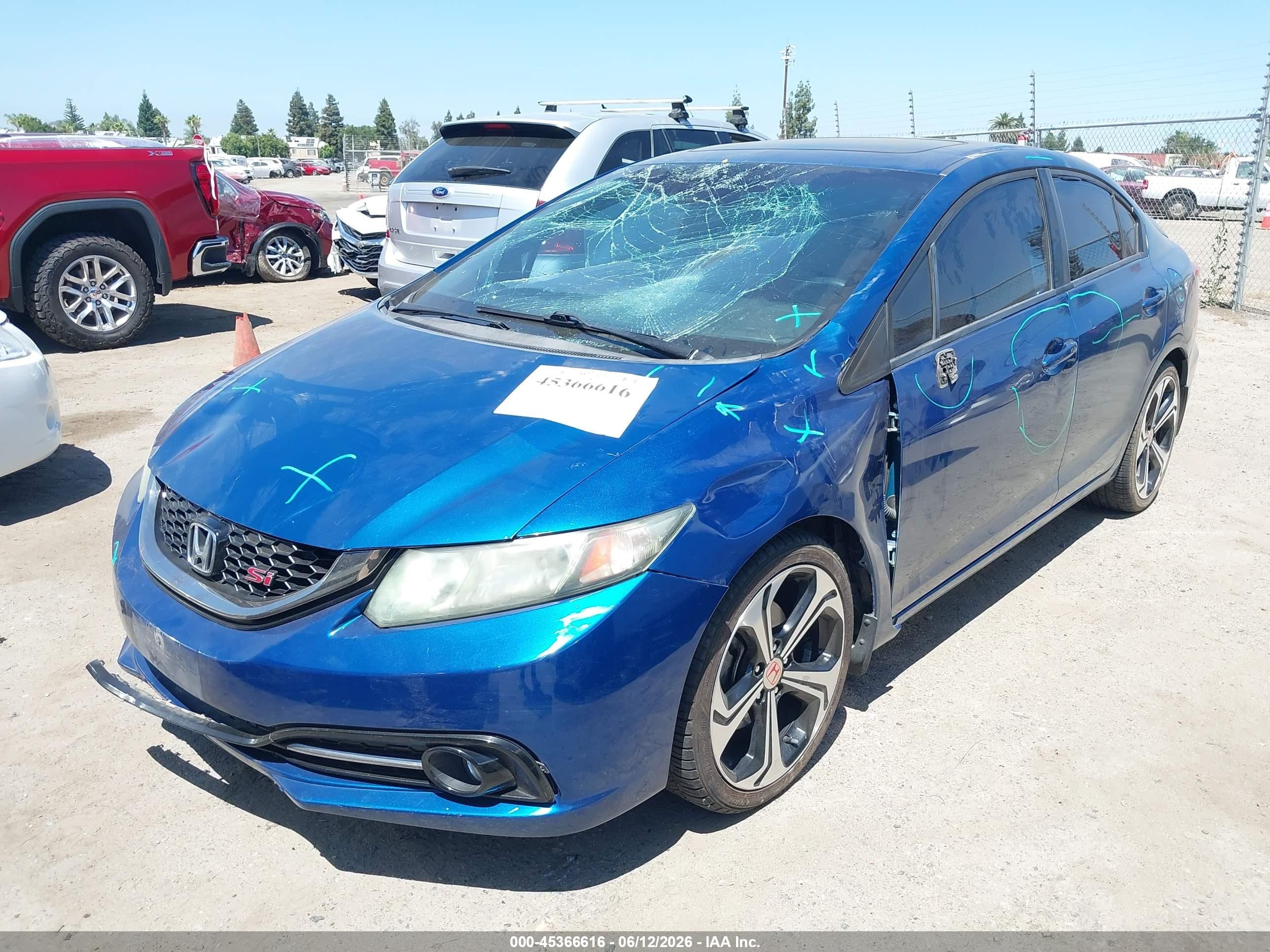 2015 Honda Civic Si Синий vin: 2HGFB6E56FH700106