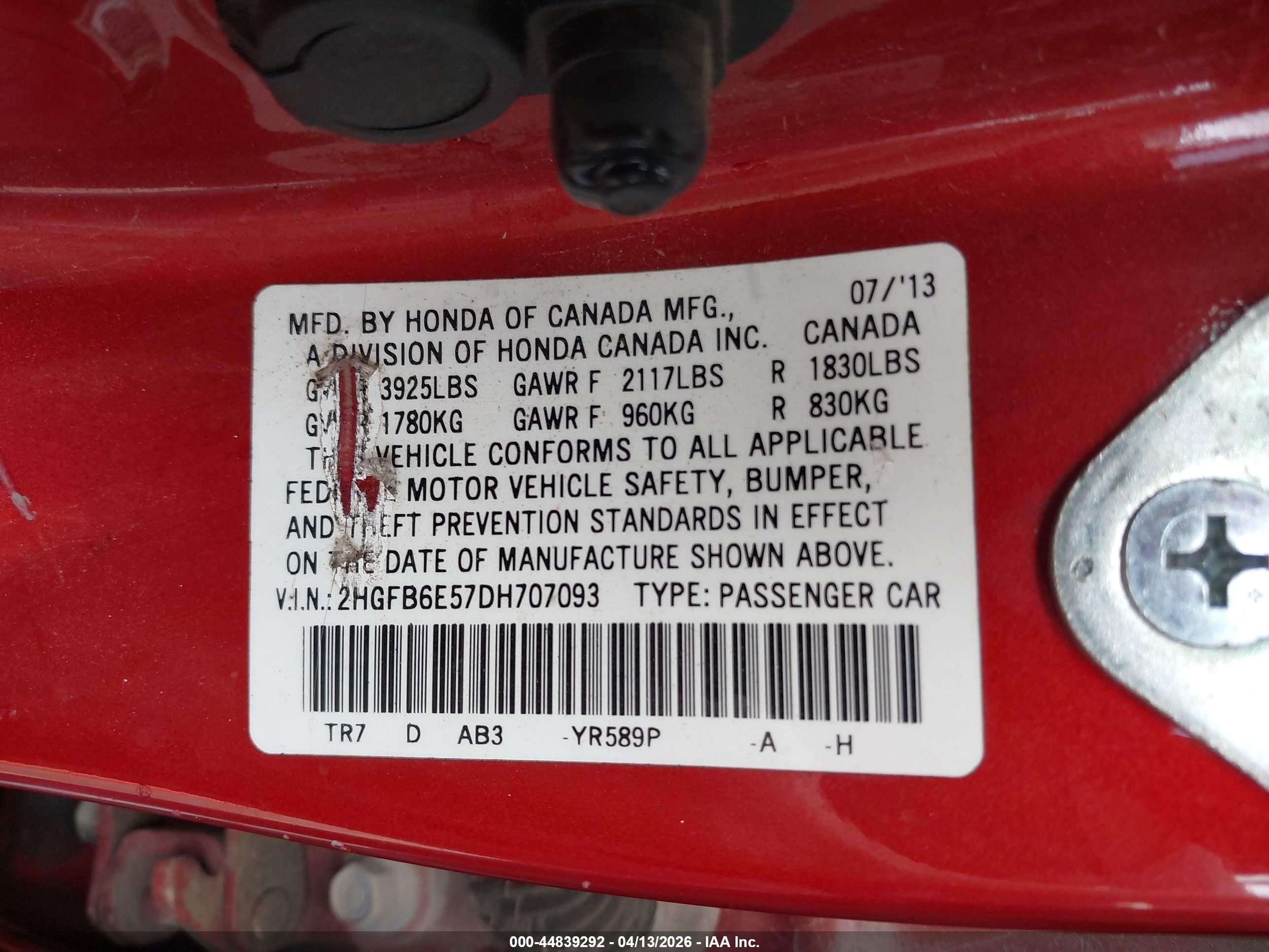 2013 Honda Civic Si Red vin: 2HGFB6E57DH707093
