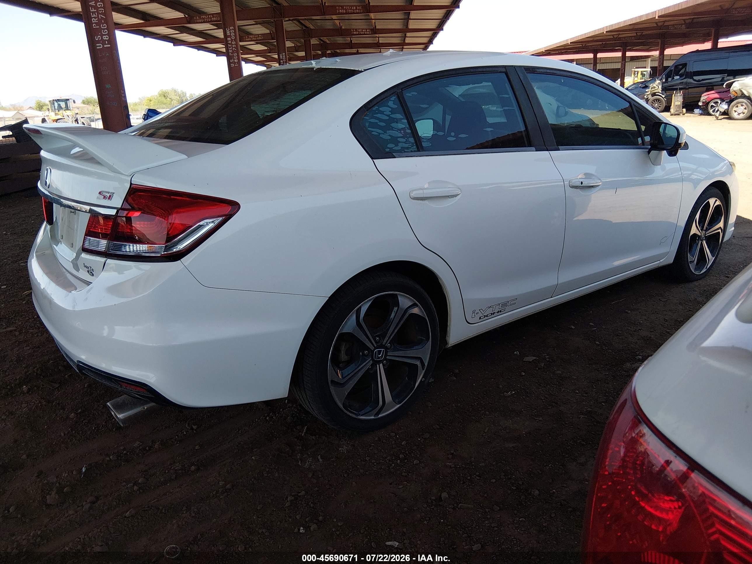 2015 Honda Civic Si White vin: 2HGFB6E57FH708599