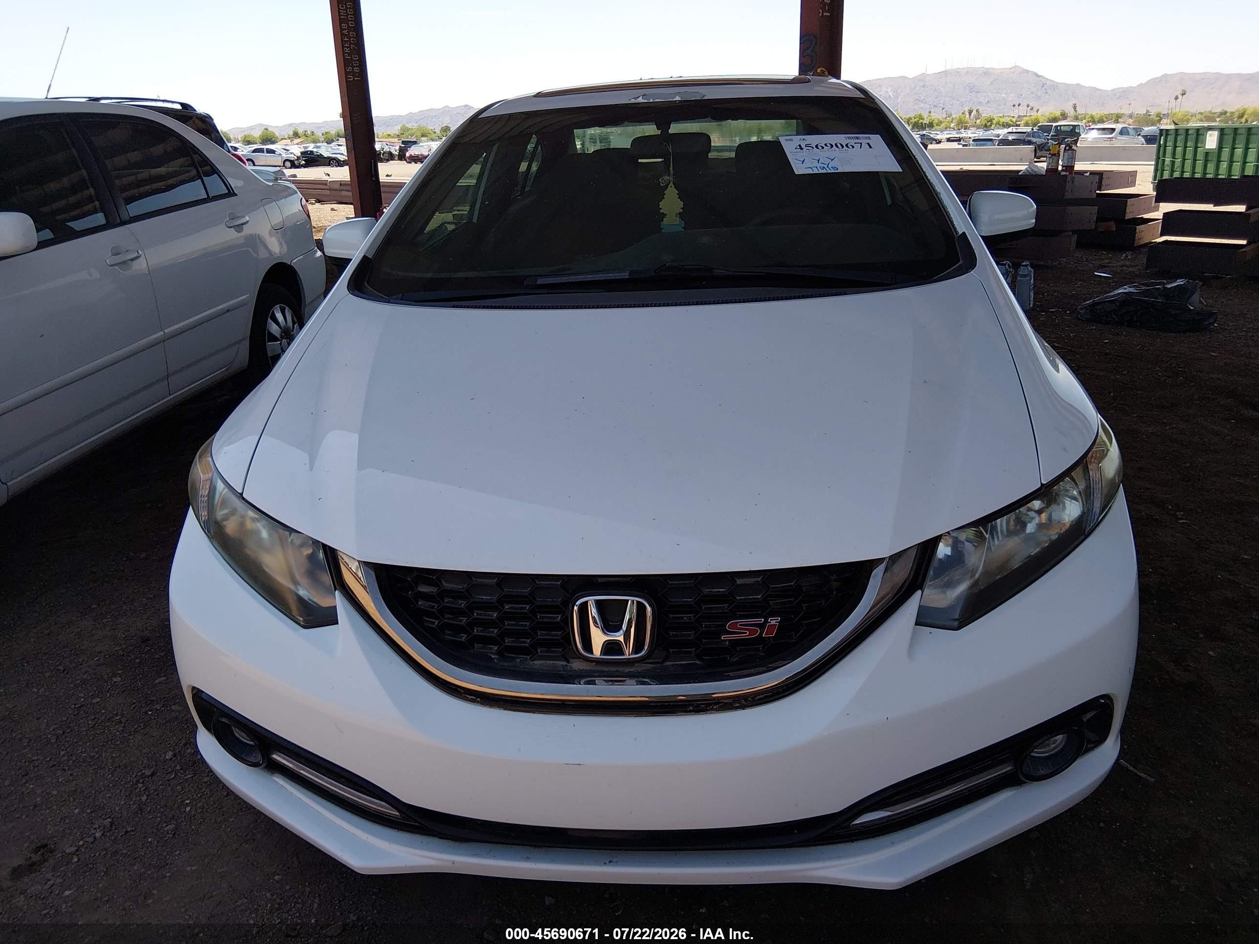 2015 Honda Civic Si White vin: 2HGFB6E57FH708599