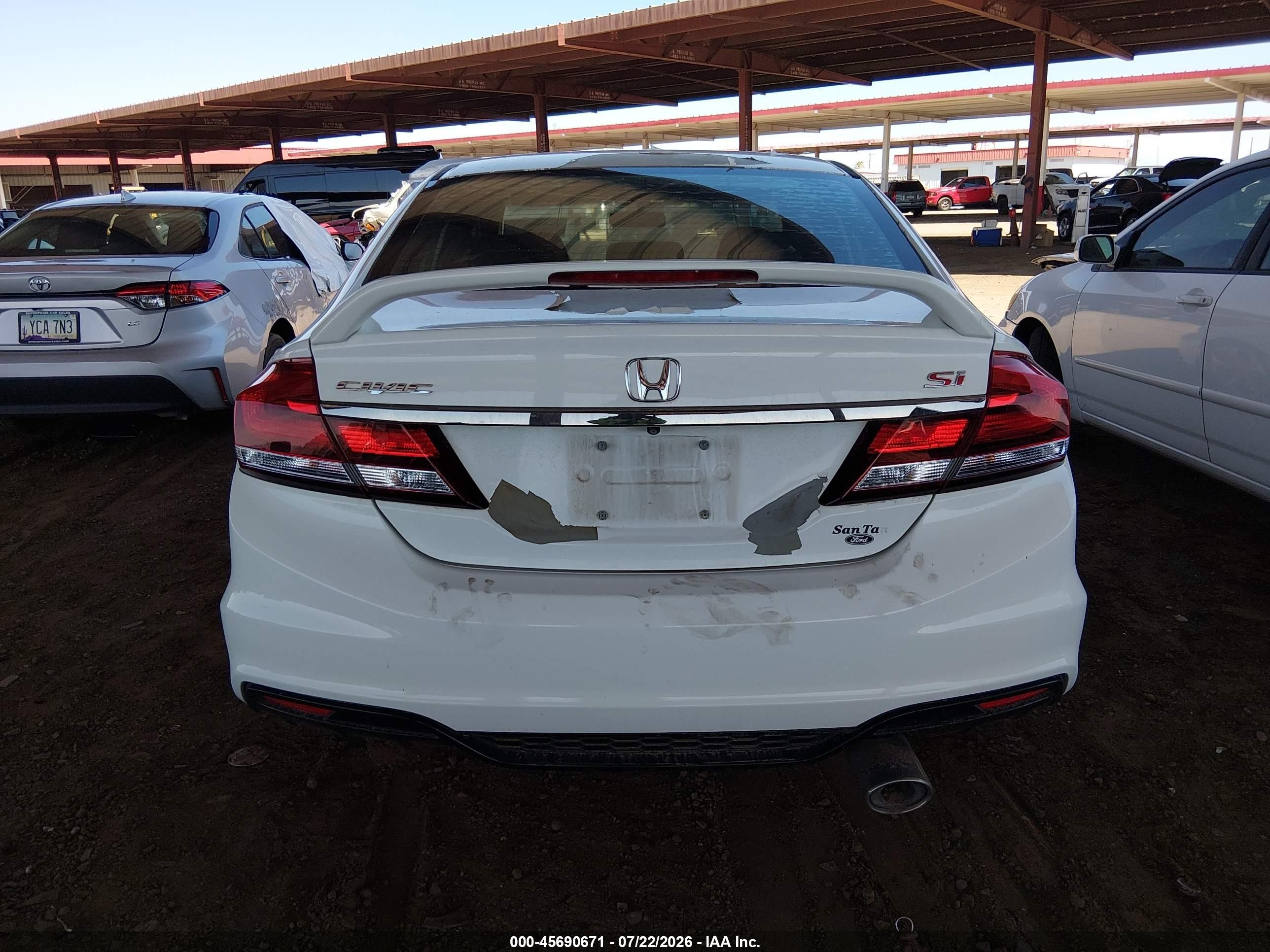 2015 Honda Civic Si White vin: 2HGFB6E57FH708599