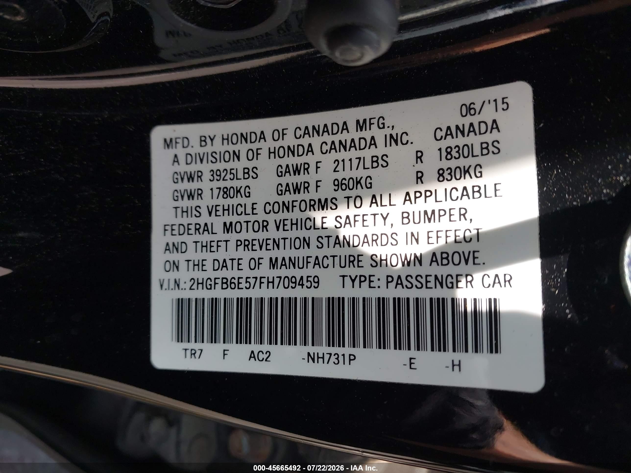 2015 Honda Civic Si Black vin: 2HGFB6E57FH709459