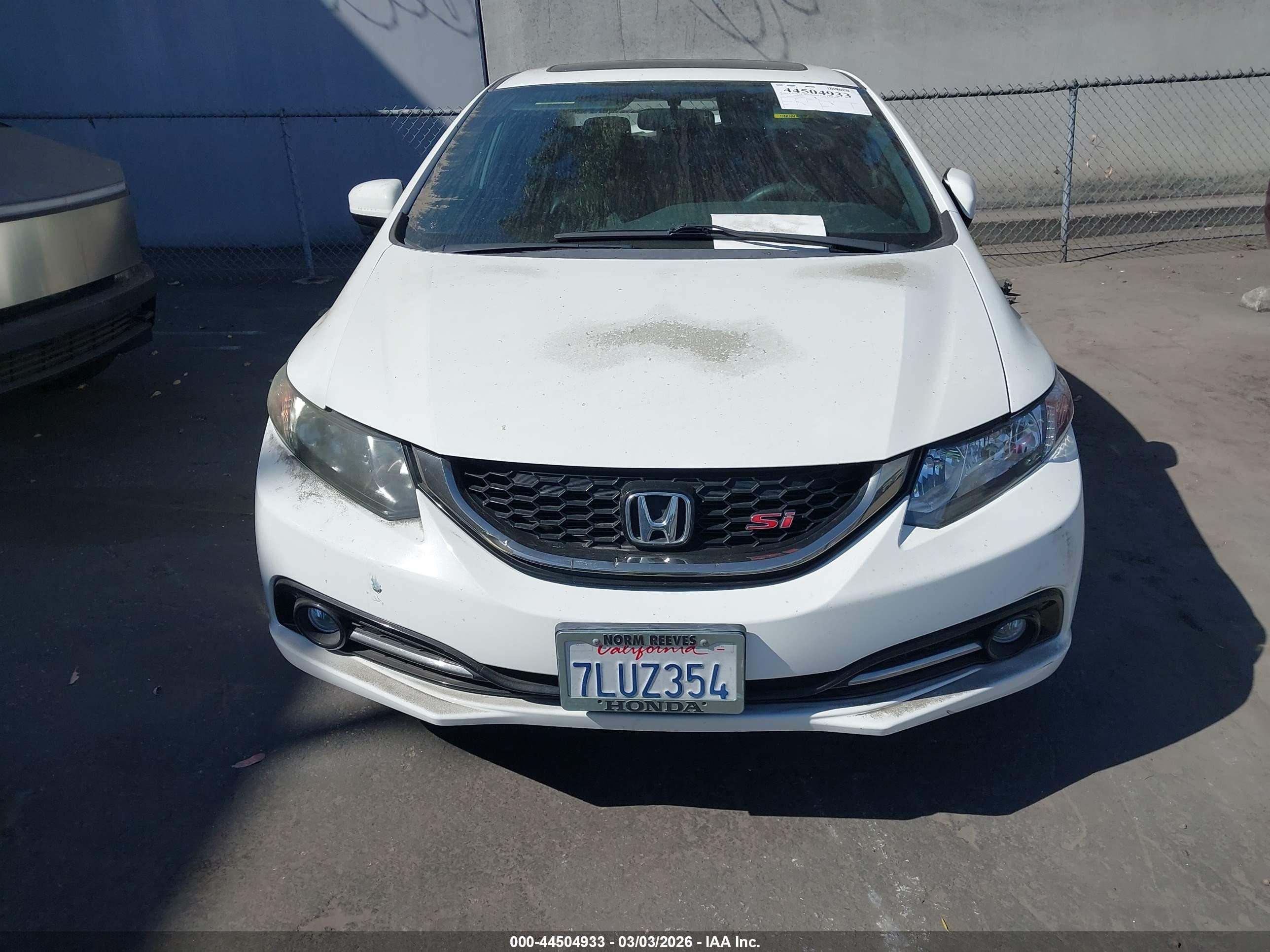 2015 Honda Civic Si White vin: 2HGFB6E58FH708594