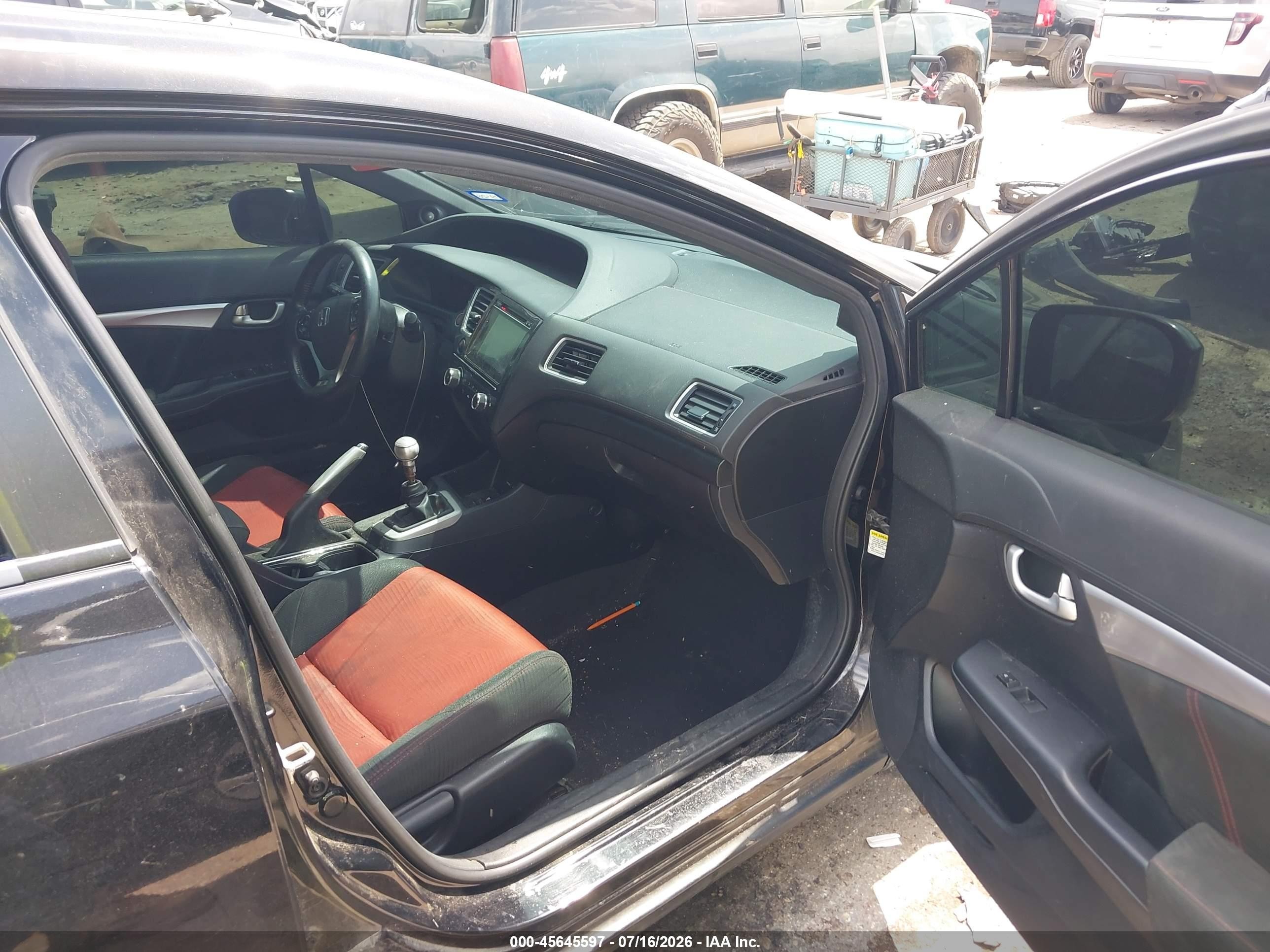 2015 Honda Civic Si Black vin: 2HGFB6E58FH708613