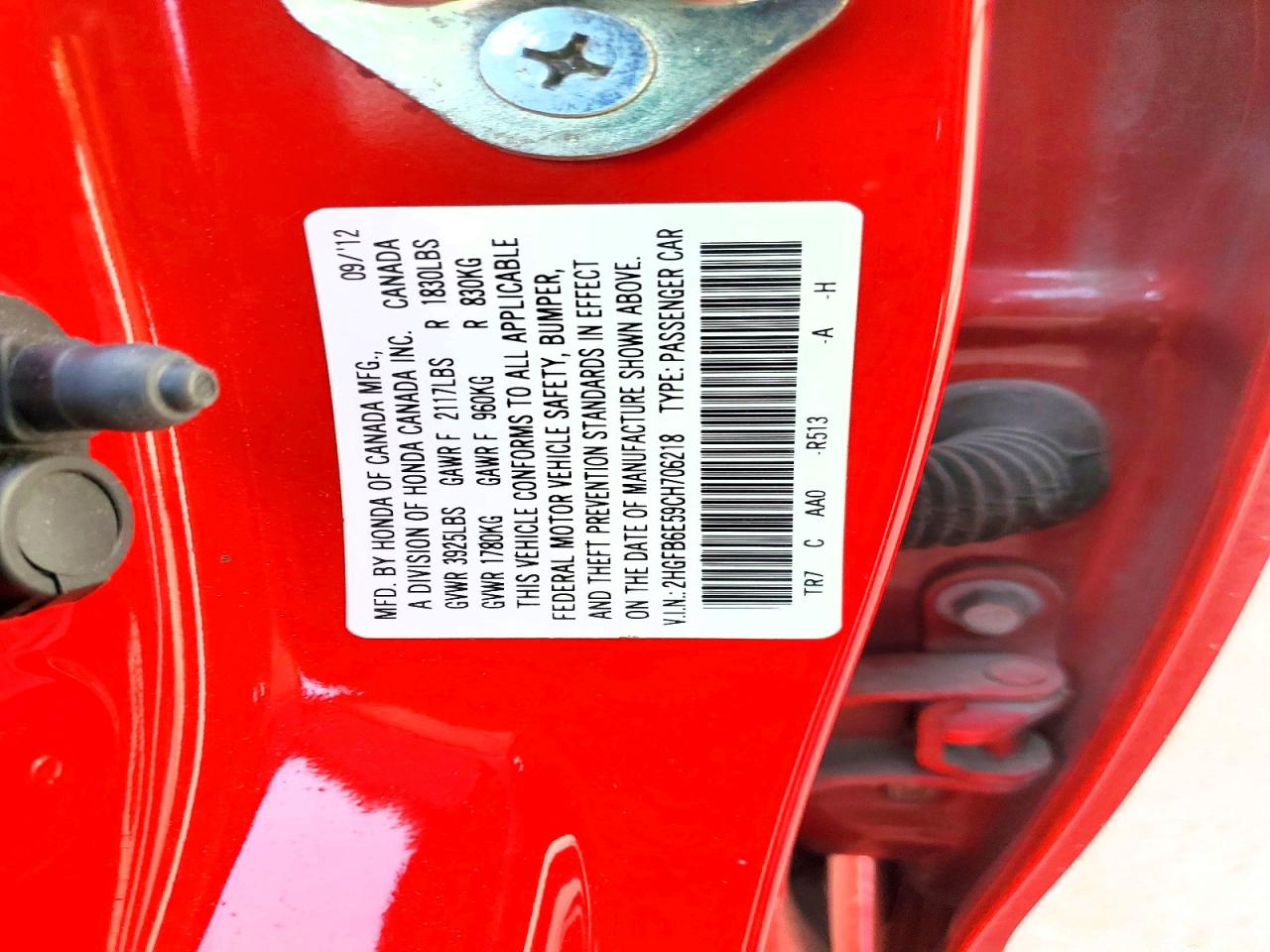 2012 Honda Civic Si Red vin: 2HGFB6E59CH706218