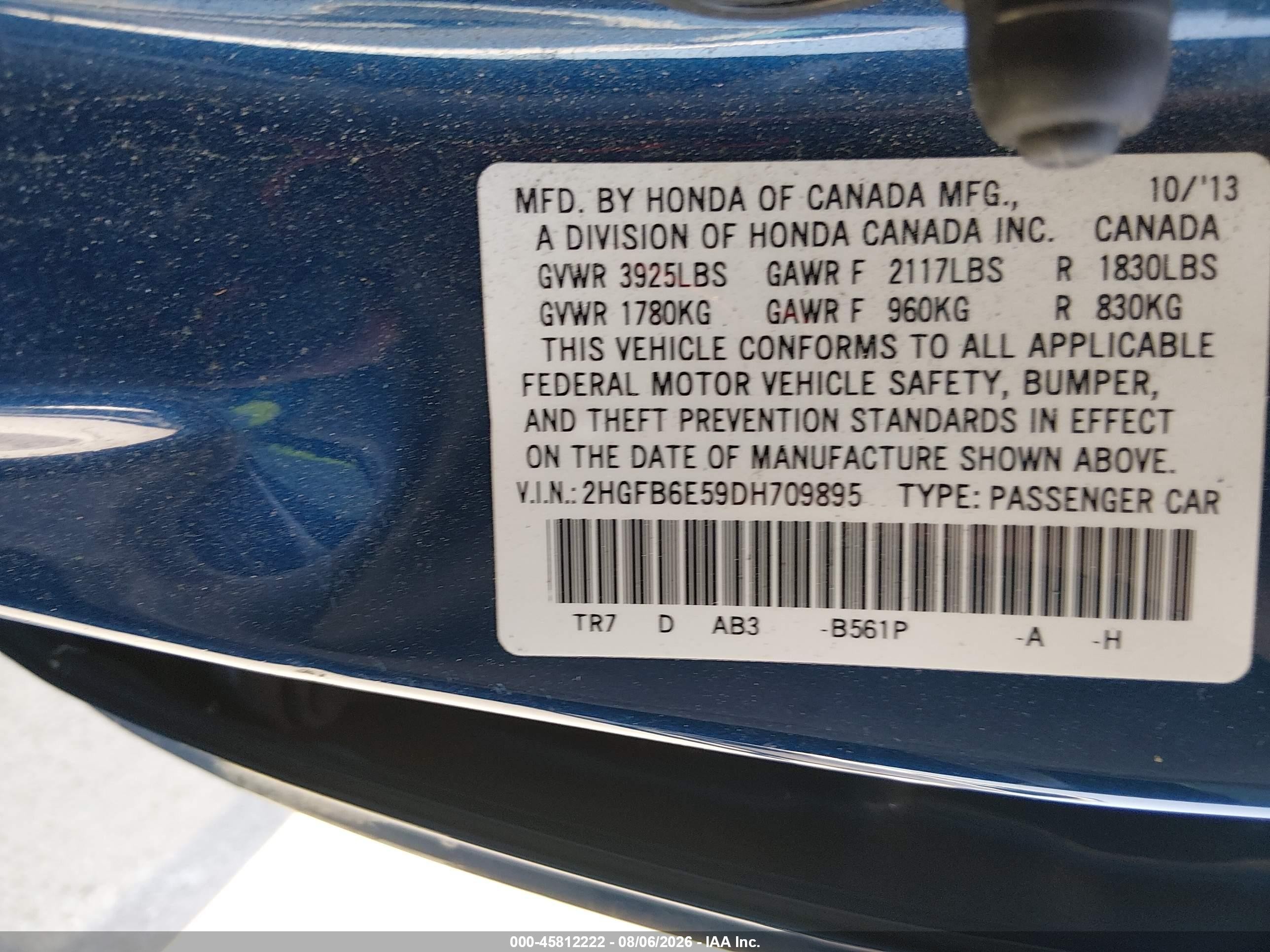 2013 Honda Civic Si Синий vin: 2HGFB6E59DH709895