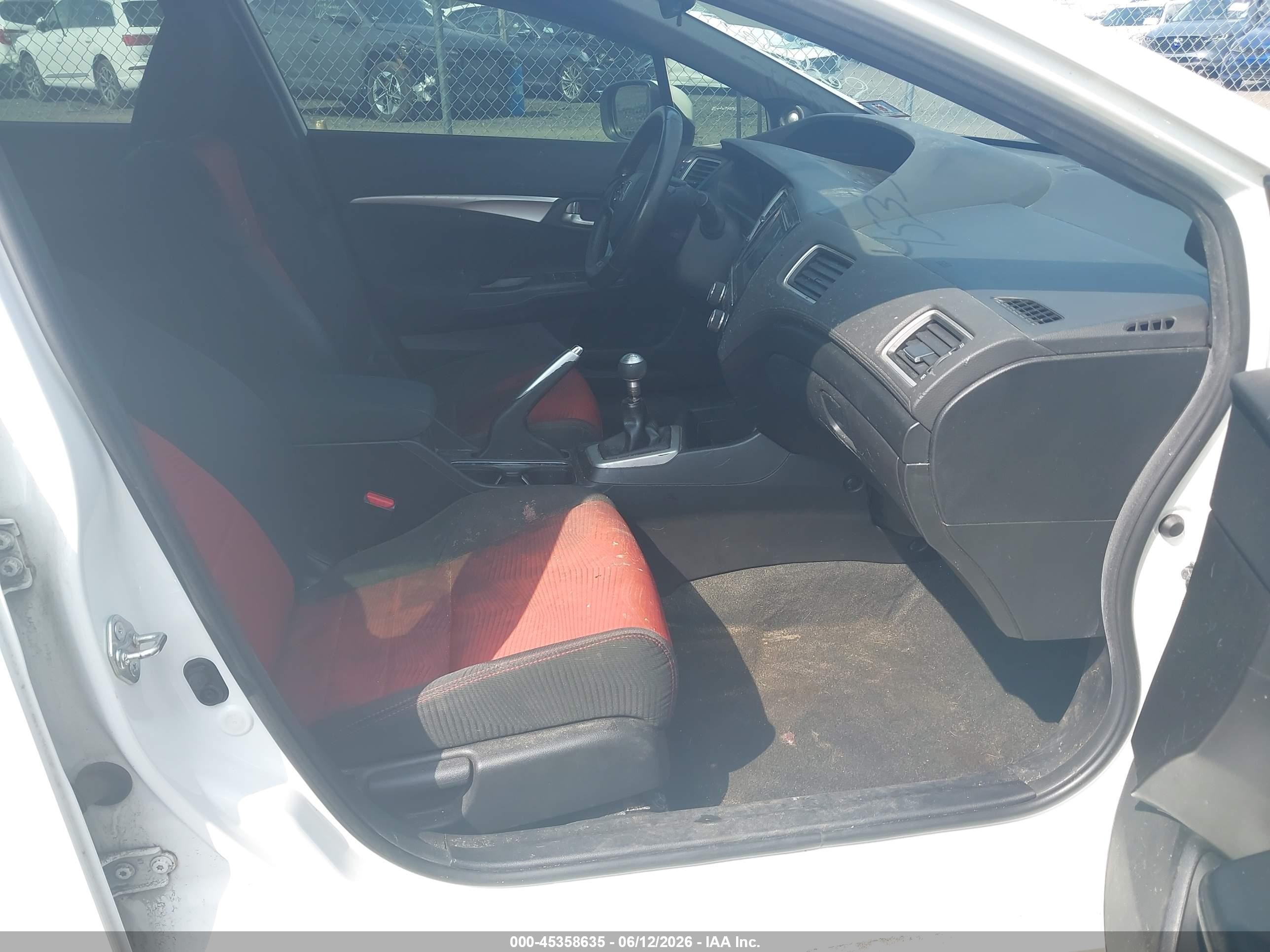 2015 Honda Civic Si White vin: 2HGFB6E59FH702027