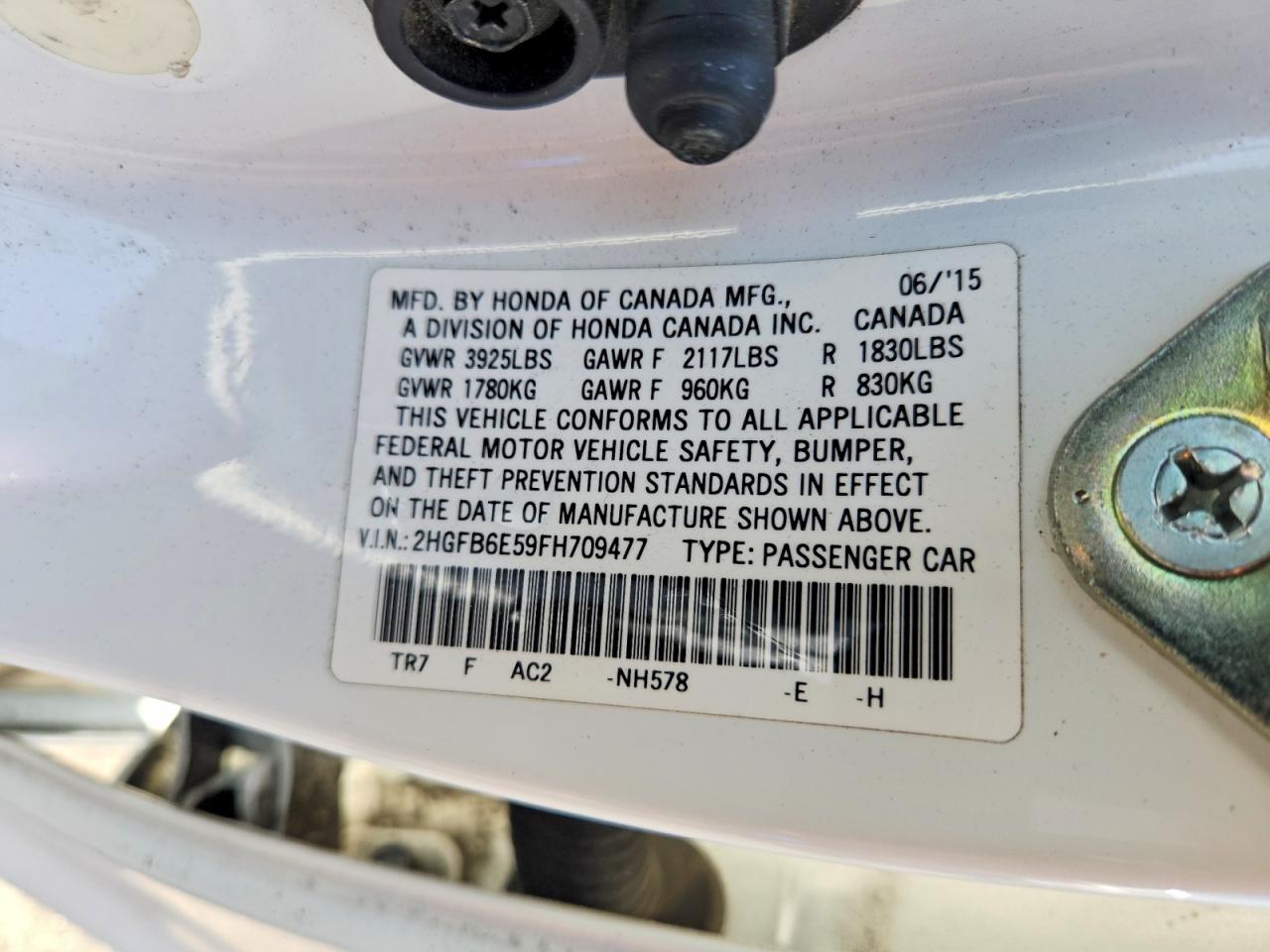 2015 Honda Civic Si White vin: 2HGFB6E59FH709477