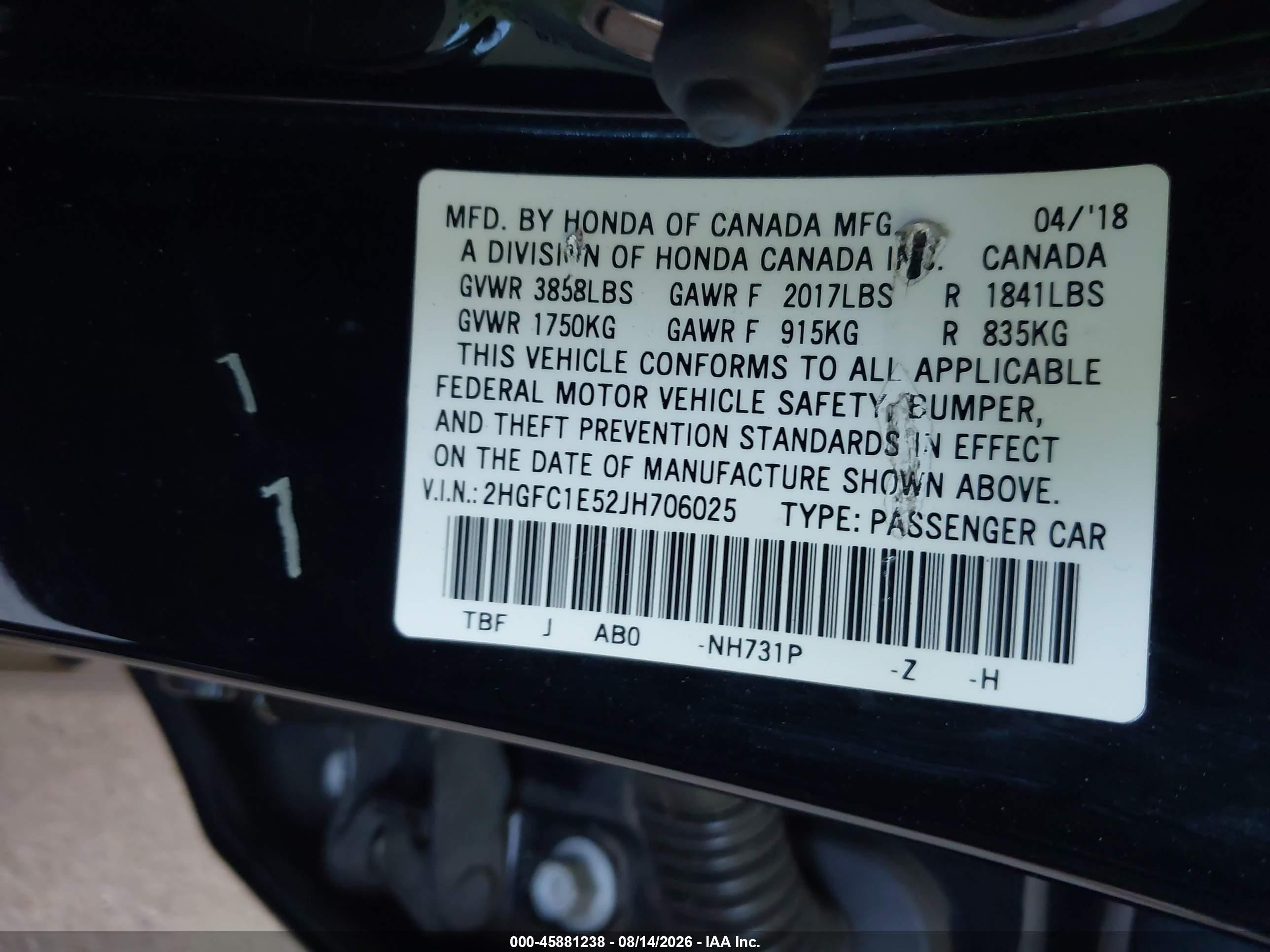 2018 Honda Civic Si Black vin: 2HGFC1E52JH706025