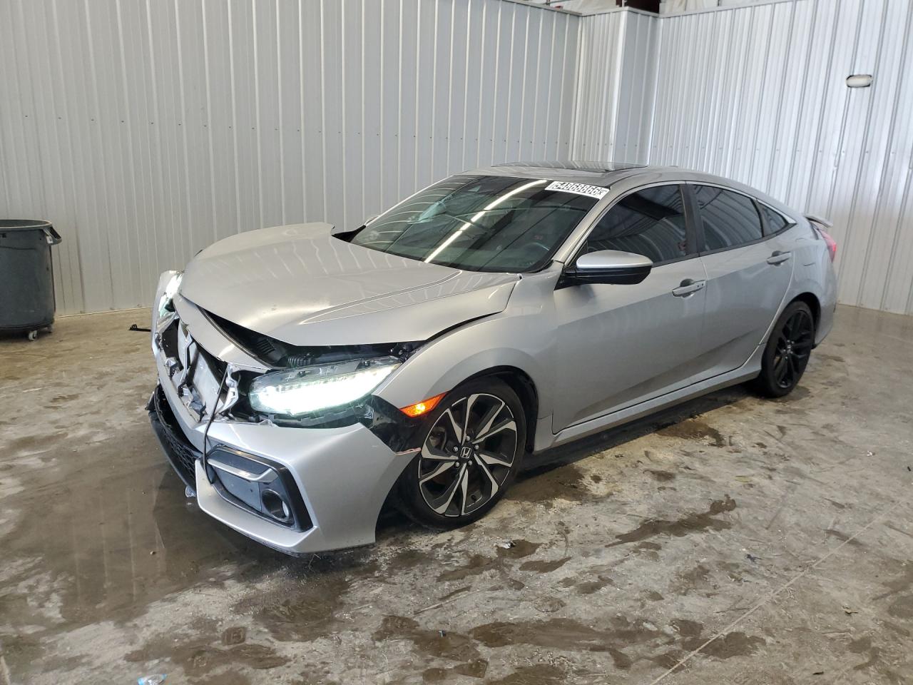 2020 Honda Civic Si Silver vin: 2HGFC1E54LH706515 Damage: Left Front Fender, Severe Damage, Replacement Required