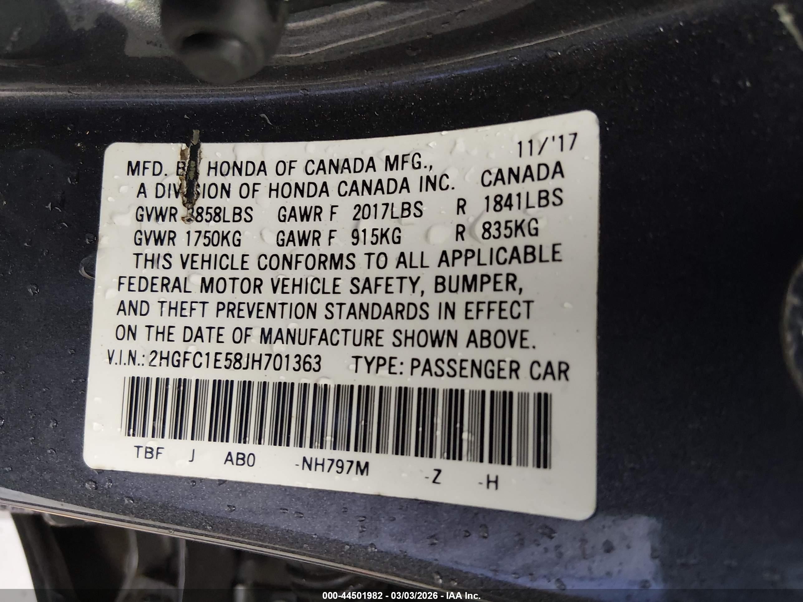 2018 Honda Civic Si Серый vin: 2HGFC1E58JH701363