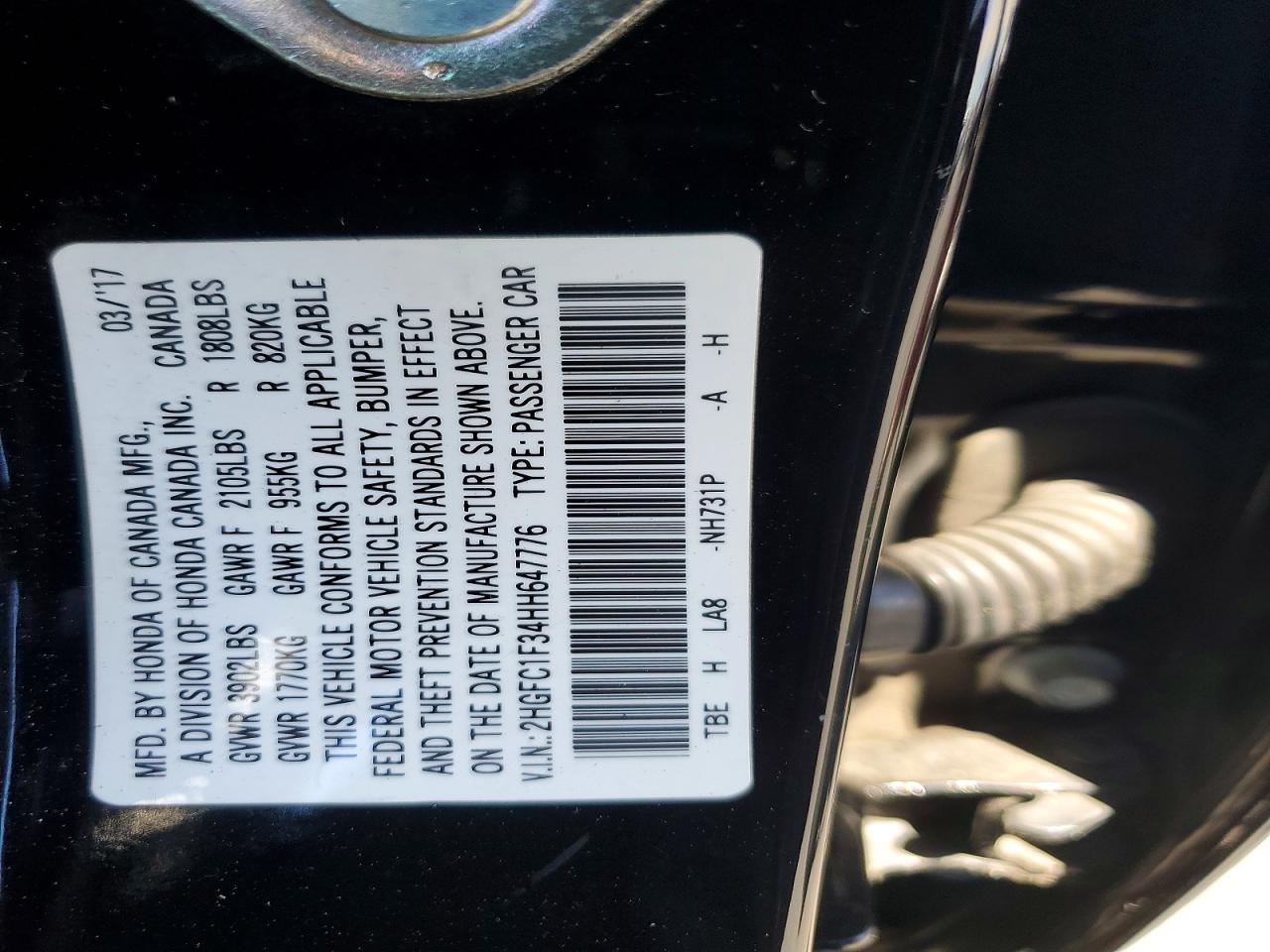 2017 Honda Civic Ex Черный vin: 2HGFC1F34HH647776