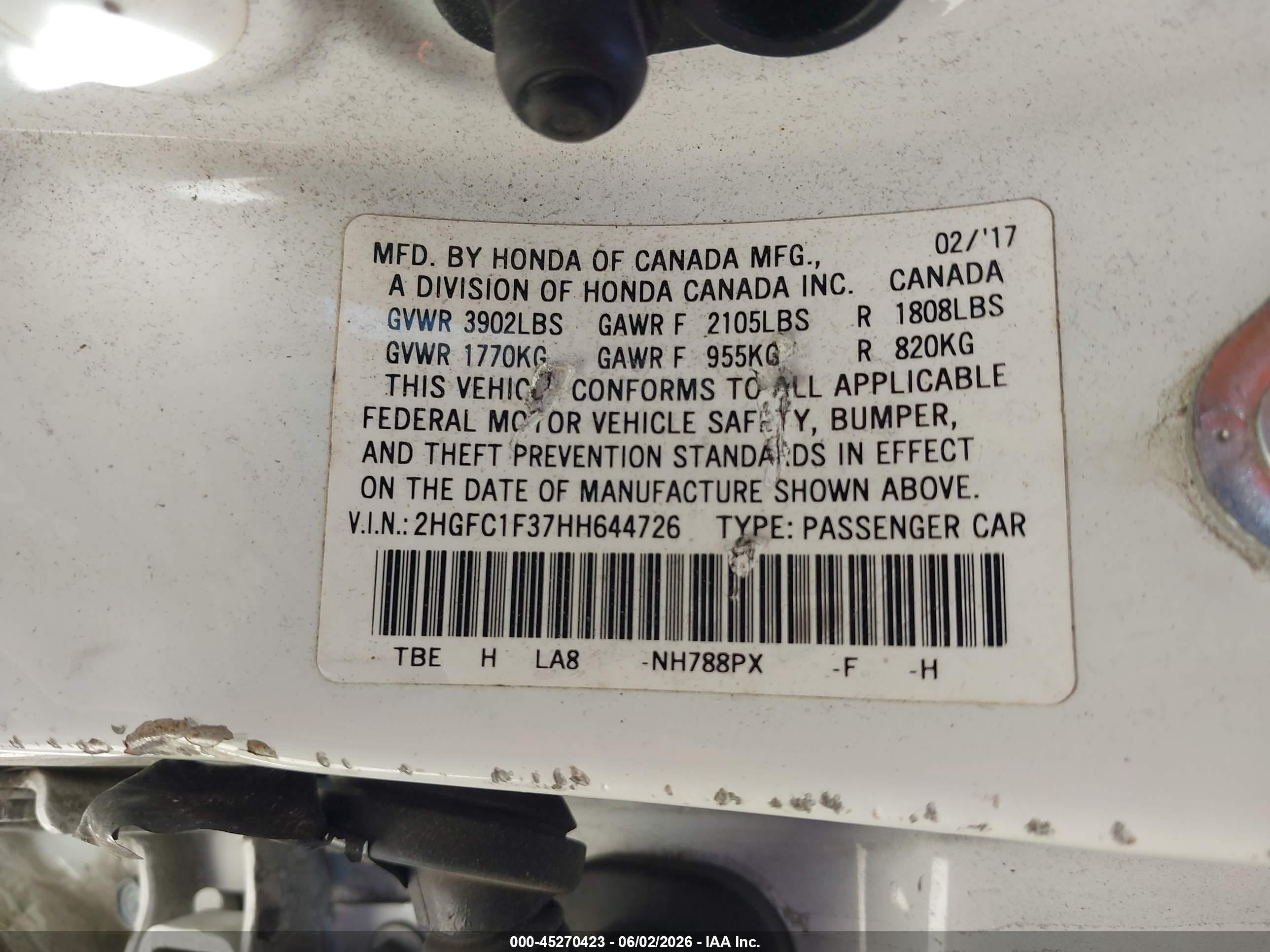 2017 Honda Civic Ex-t White vin: 2HGFC1F37HH644726