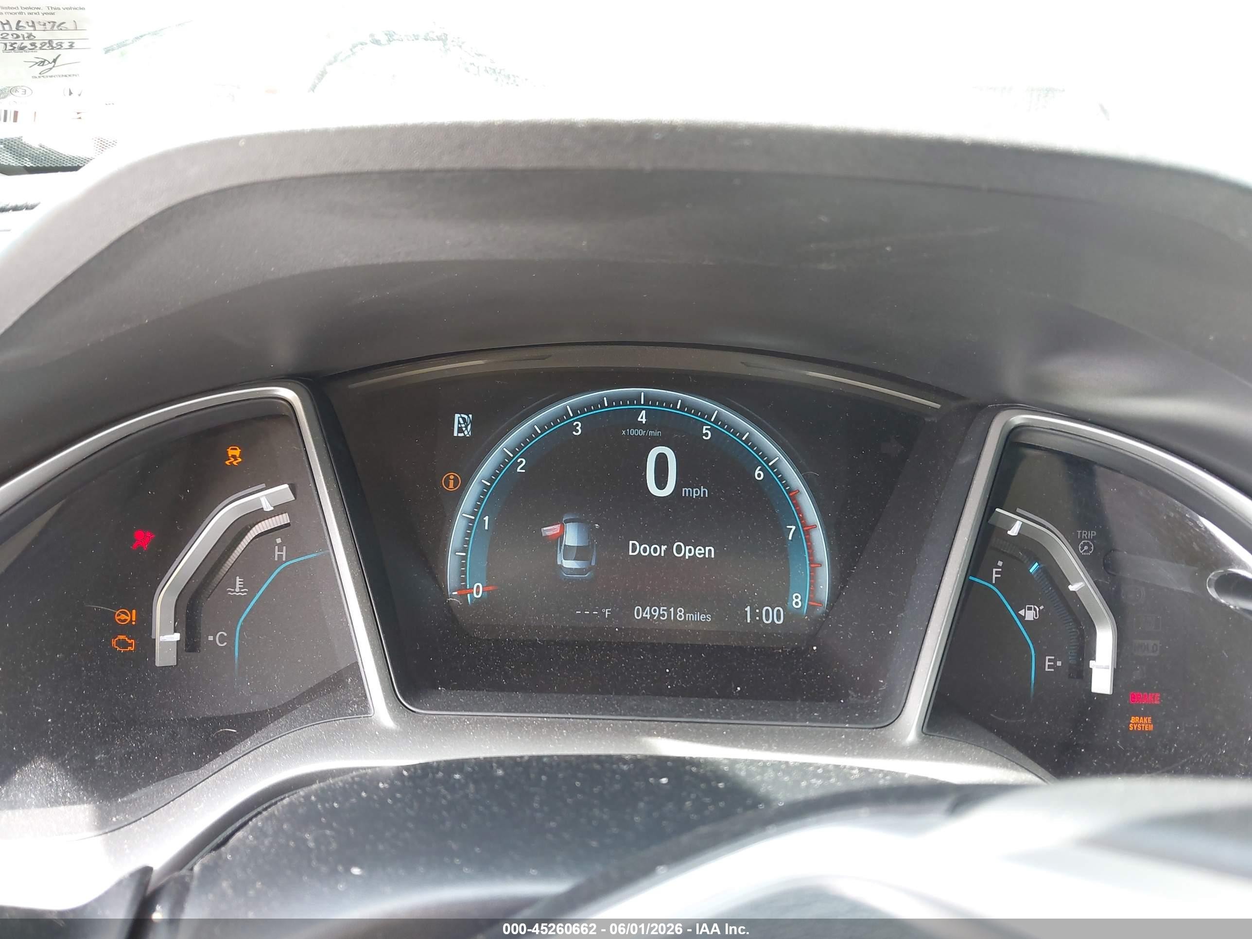 2018 Honda Civic Ex-l Gray vin: 2HGFC1F78JH644761